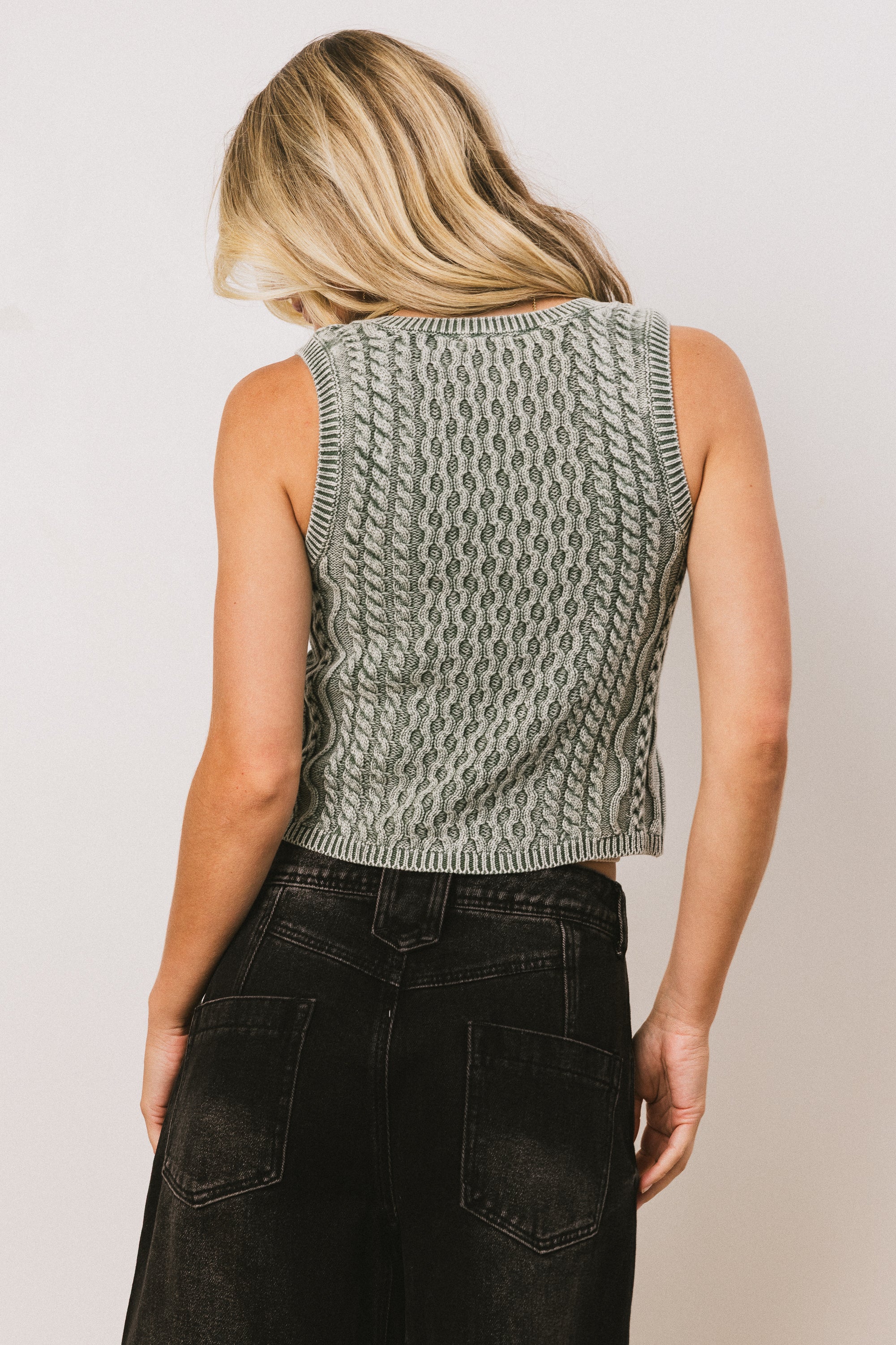 Brayden Cable Knit Sweater in Green - FINAL SALE - Image 3