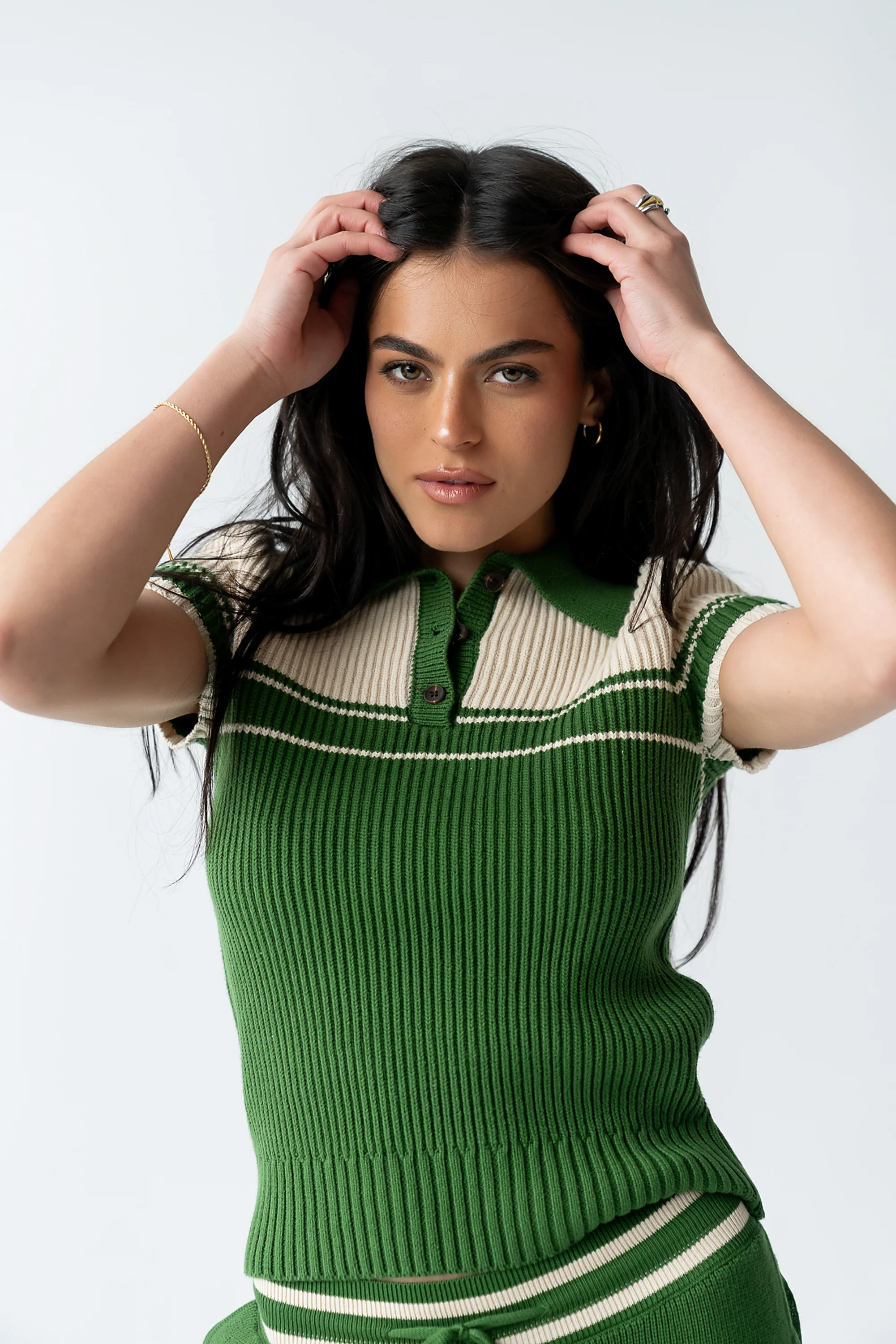 Brea Collared Sweater in Green - FINAL SALE - Image 6