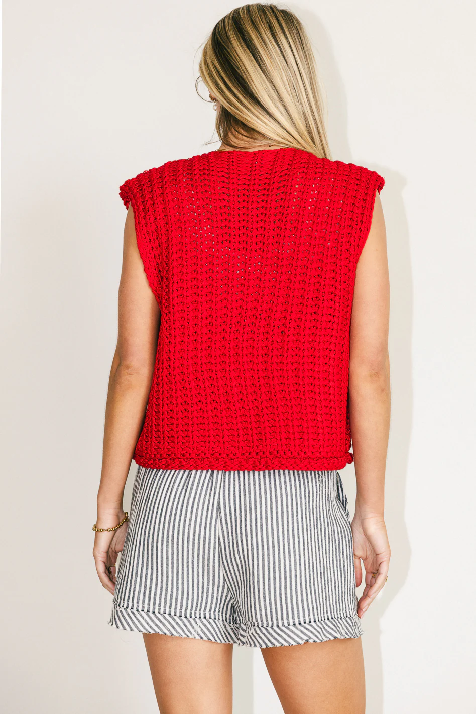 Brea Knit Vest in Red - FINAL SALE - Image 3