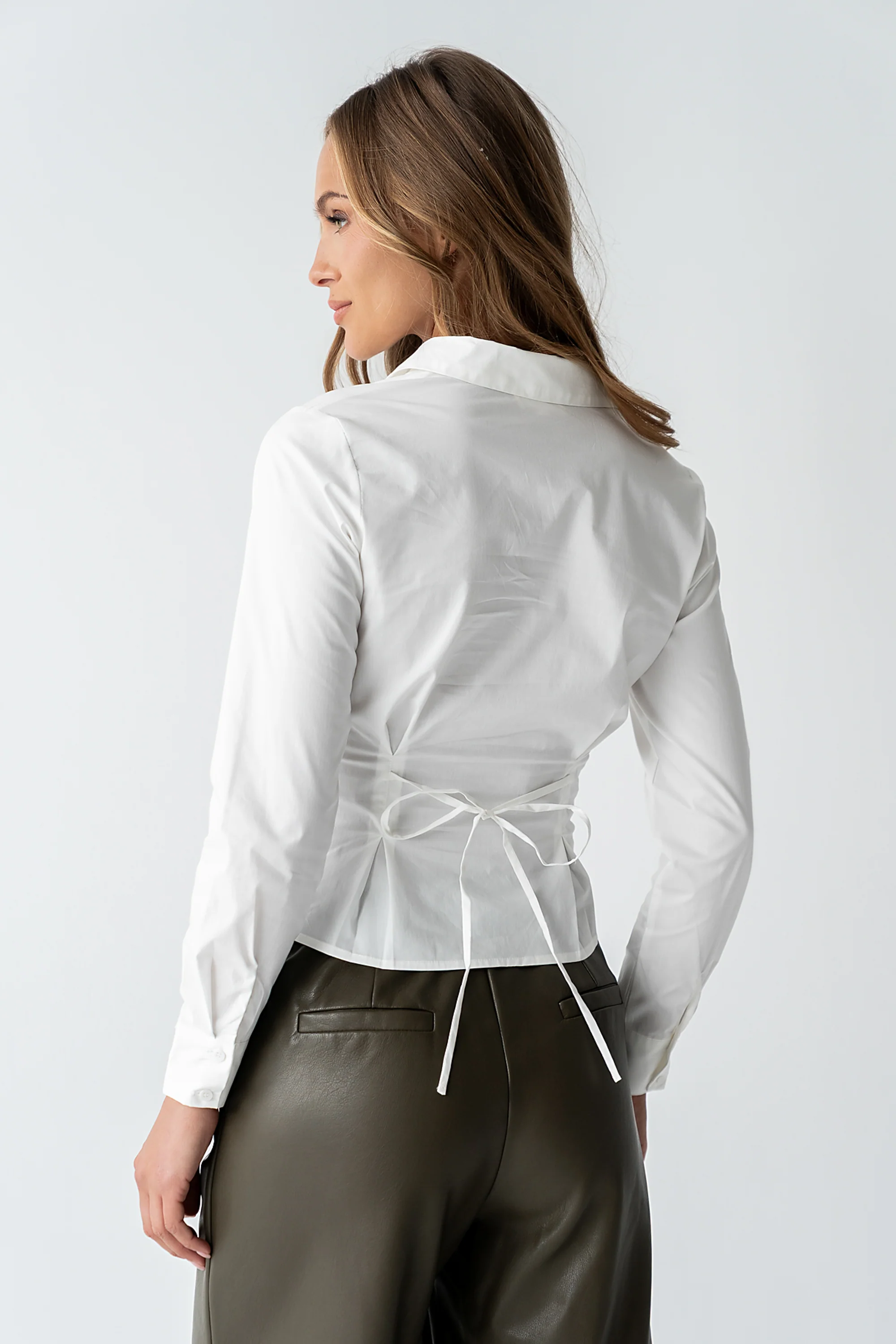 Brecken Pleated Button Up in White - Image 5