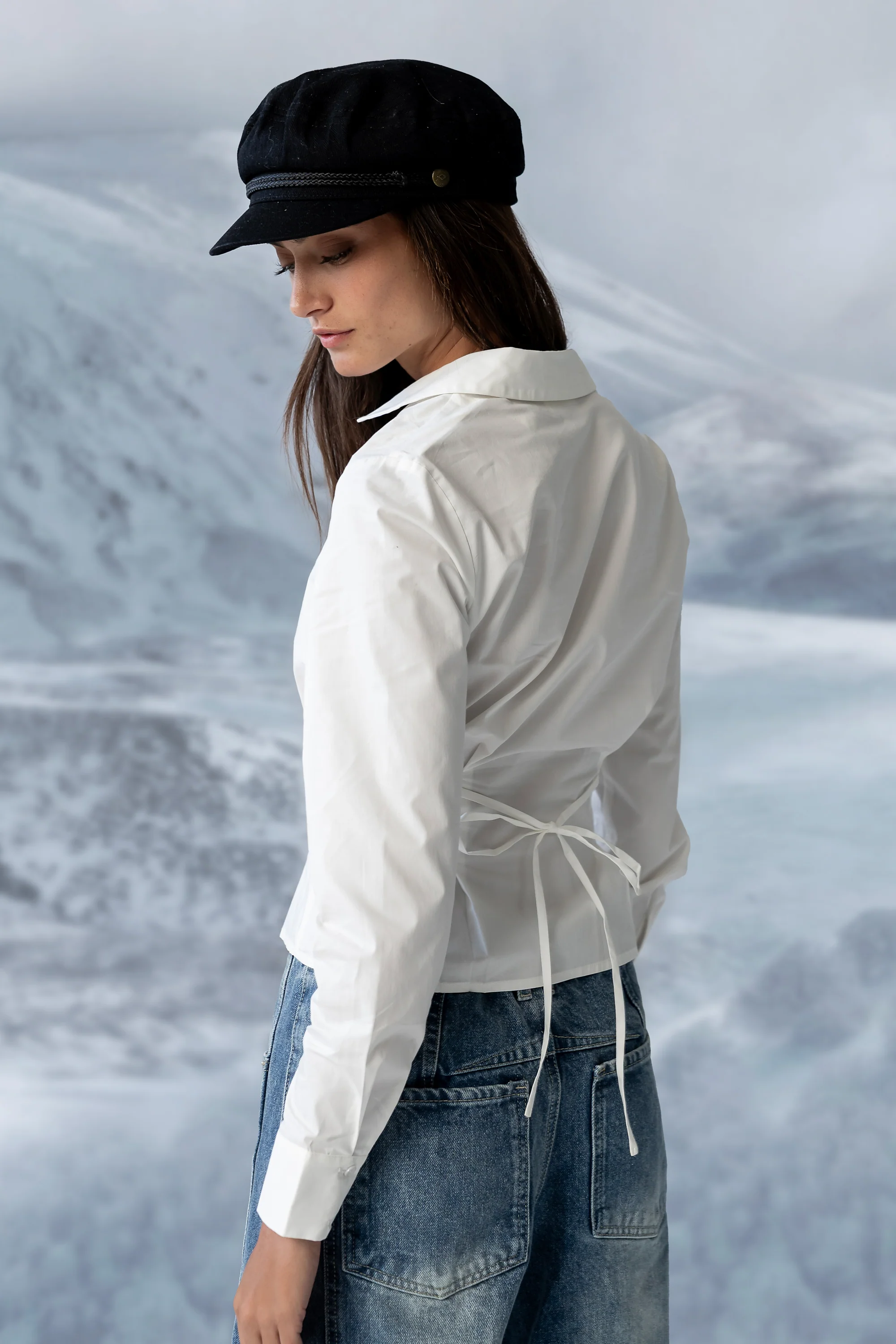 Brecken Pleated Button Up in White - Image 7