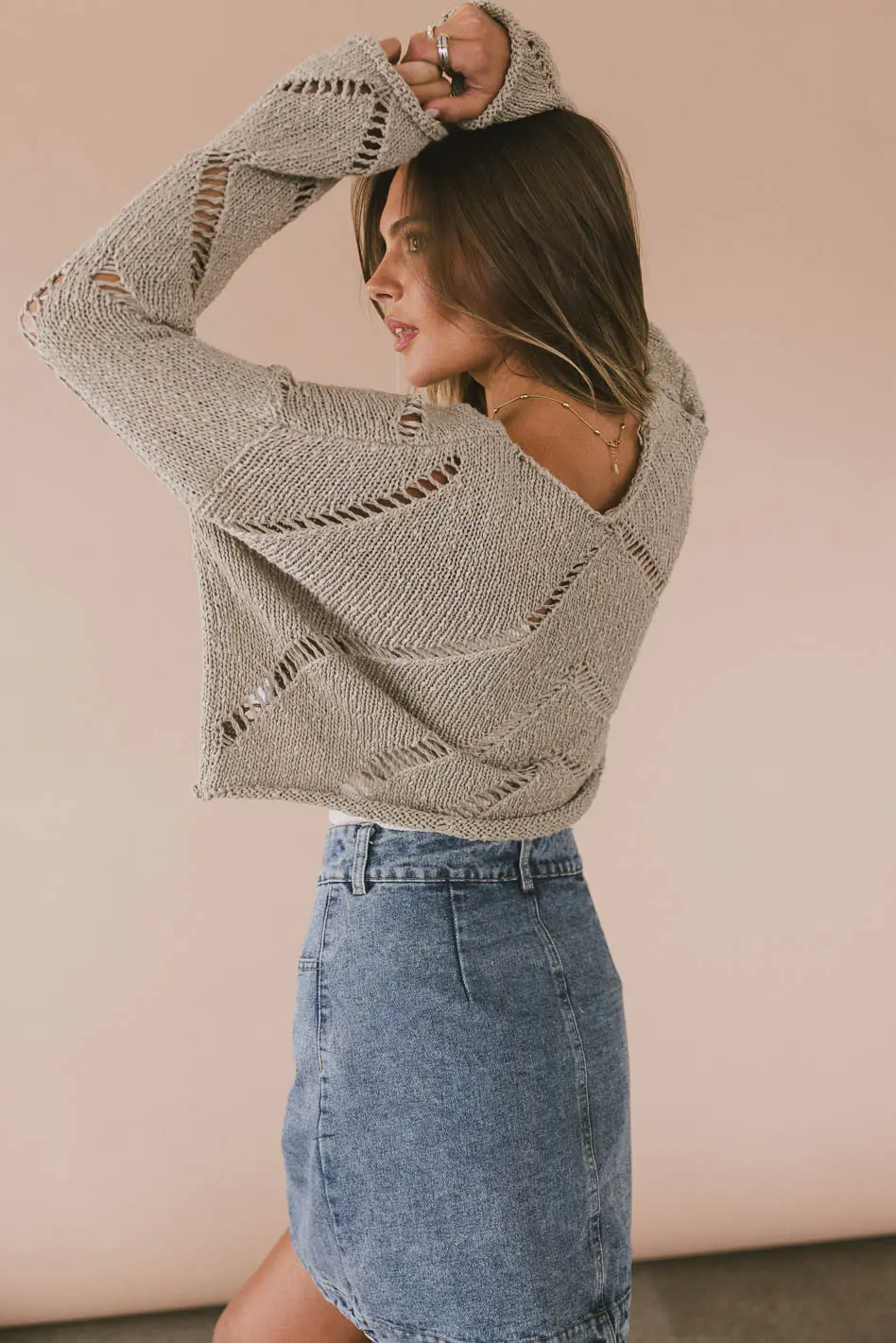 Breezy Knit Sweater in Taupe - FINAL SALE - Image 2