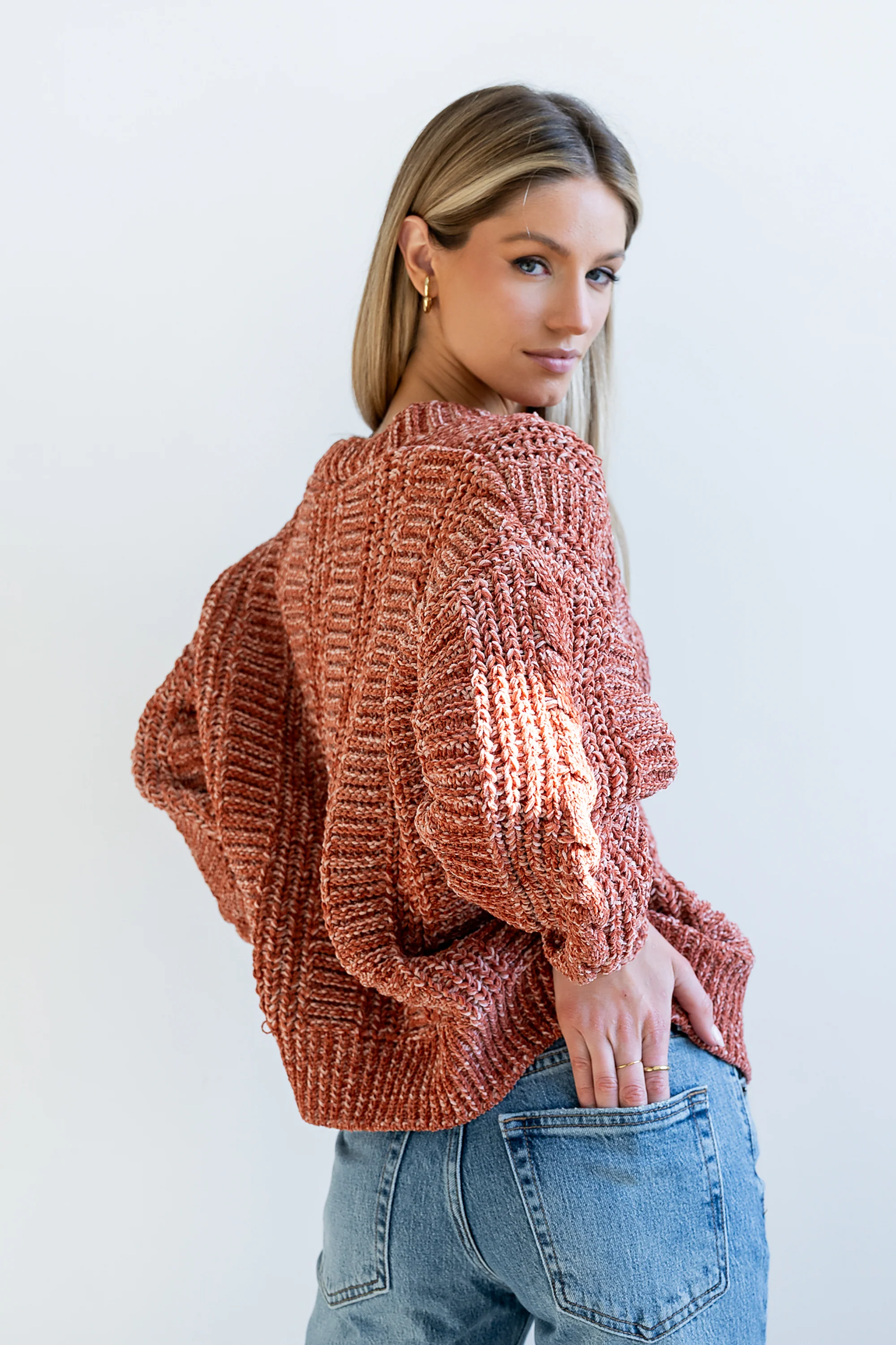 Brett Oversized Cardigan in Brick - FINAL SALE - Image 2