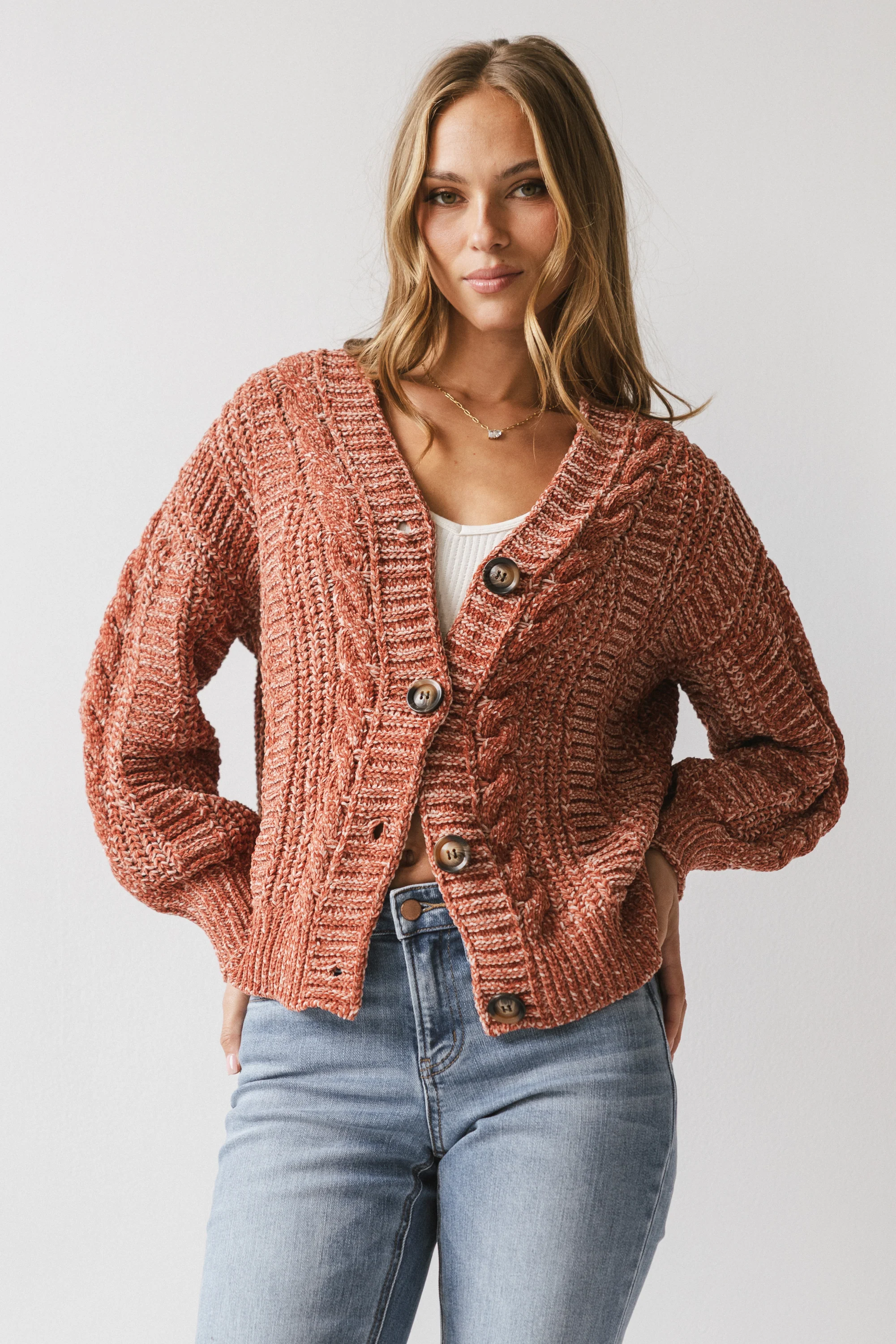 Brett Oversized Cardigan in Brick - FINAL SALE - Image 4