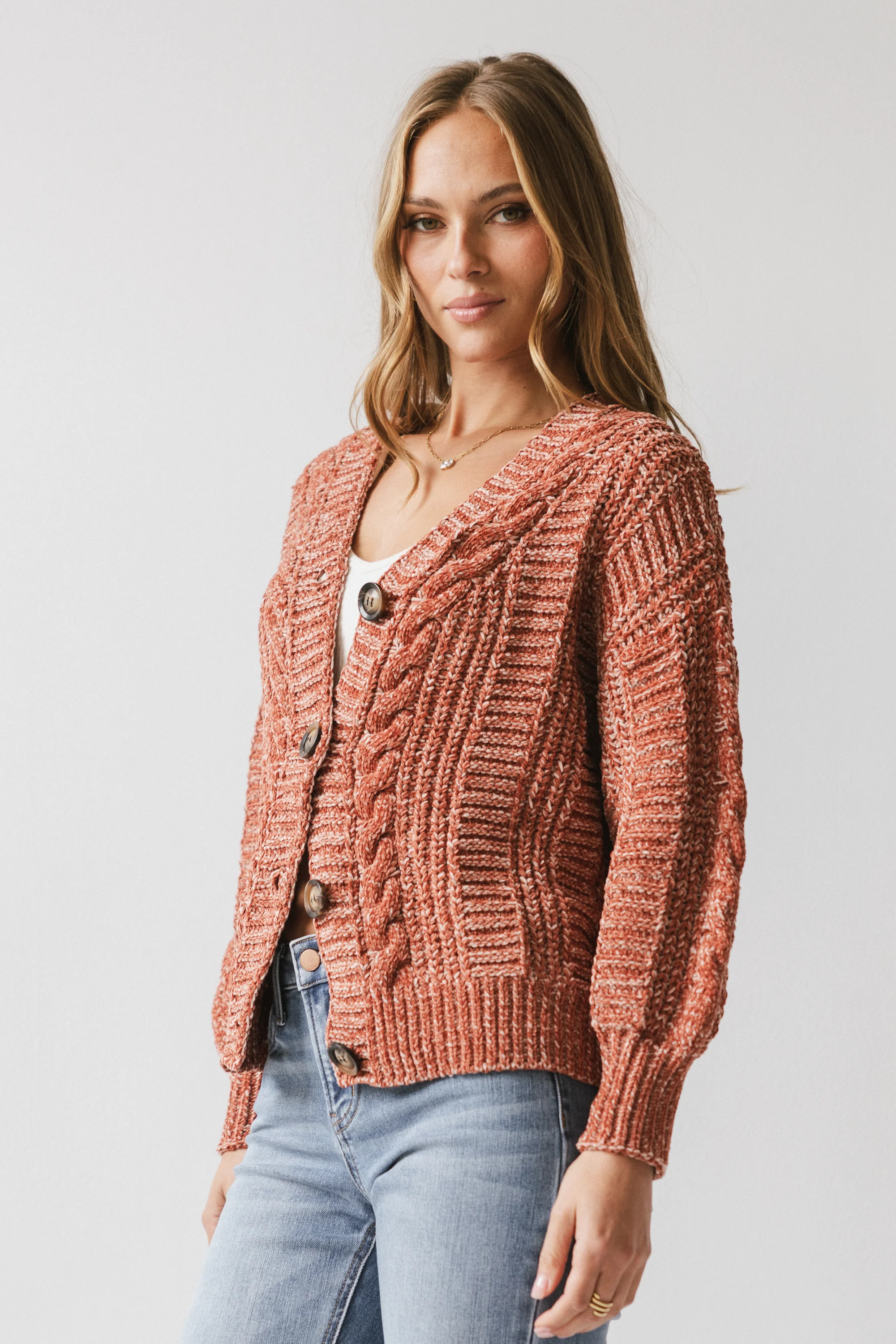Brett Oversized Cardigan in Brick - FINAL SALE - Image 6
