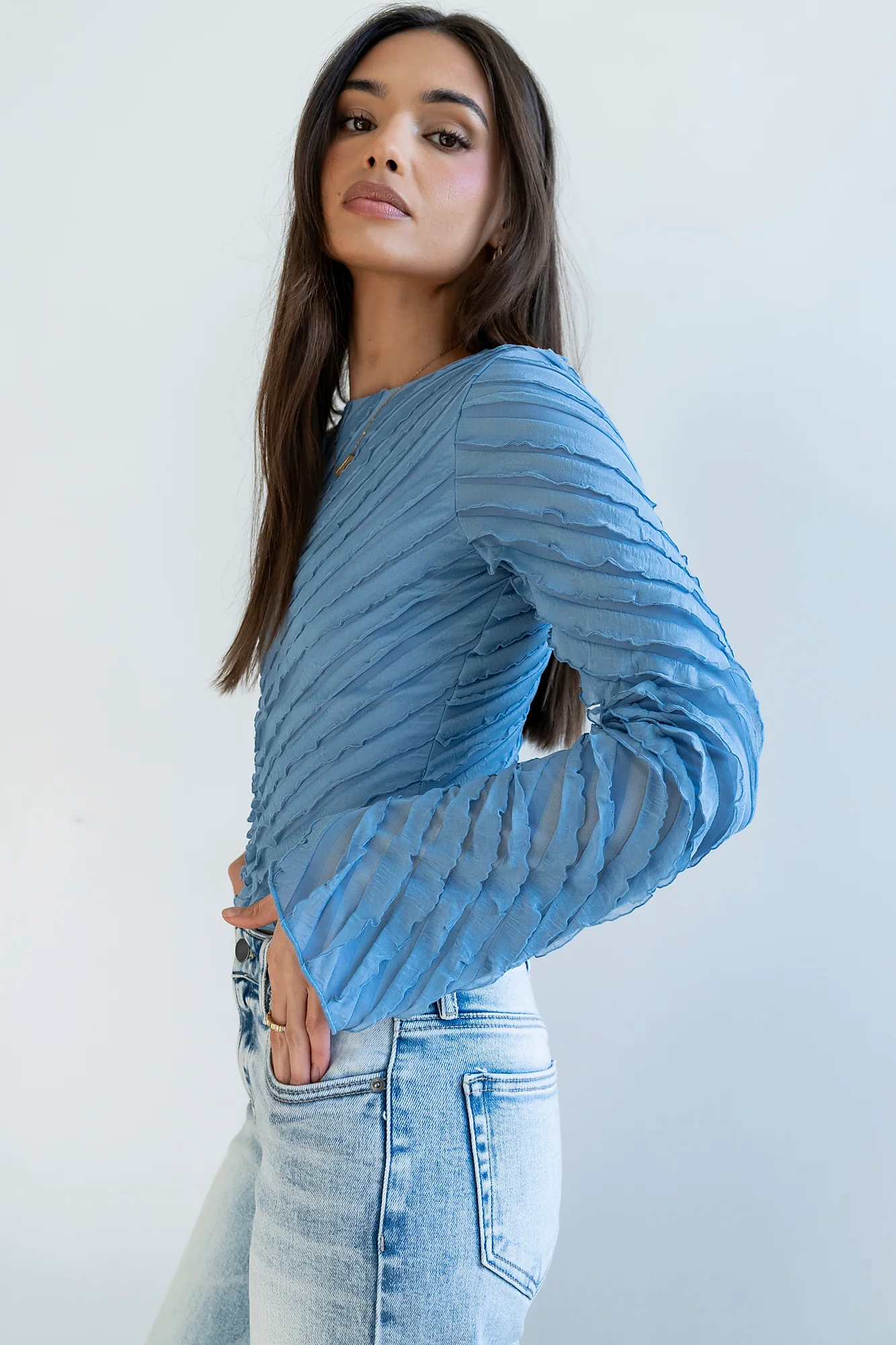 Brianna Ruffle Top in Blue - FINAL SALE - Image 4