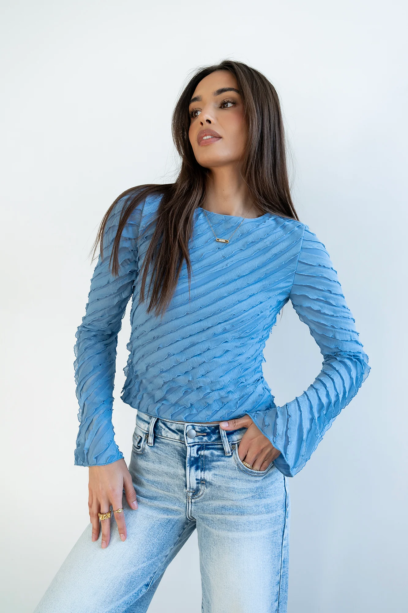 Brianna Ruffle Top in Blue - FINAL SALE - Image 6