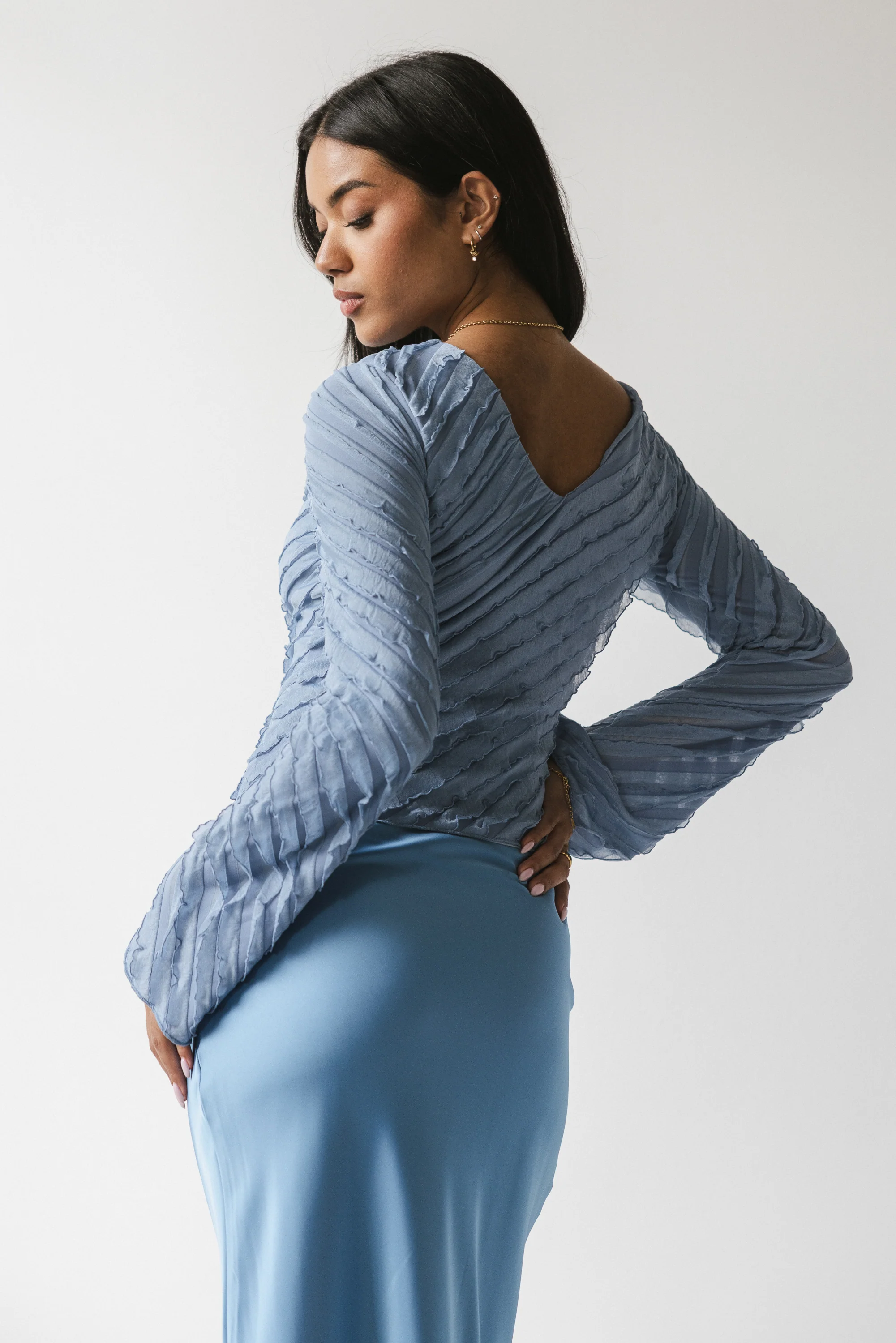 Brianna Ruffle Top in Blue - FINAL SALE - Image 8
