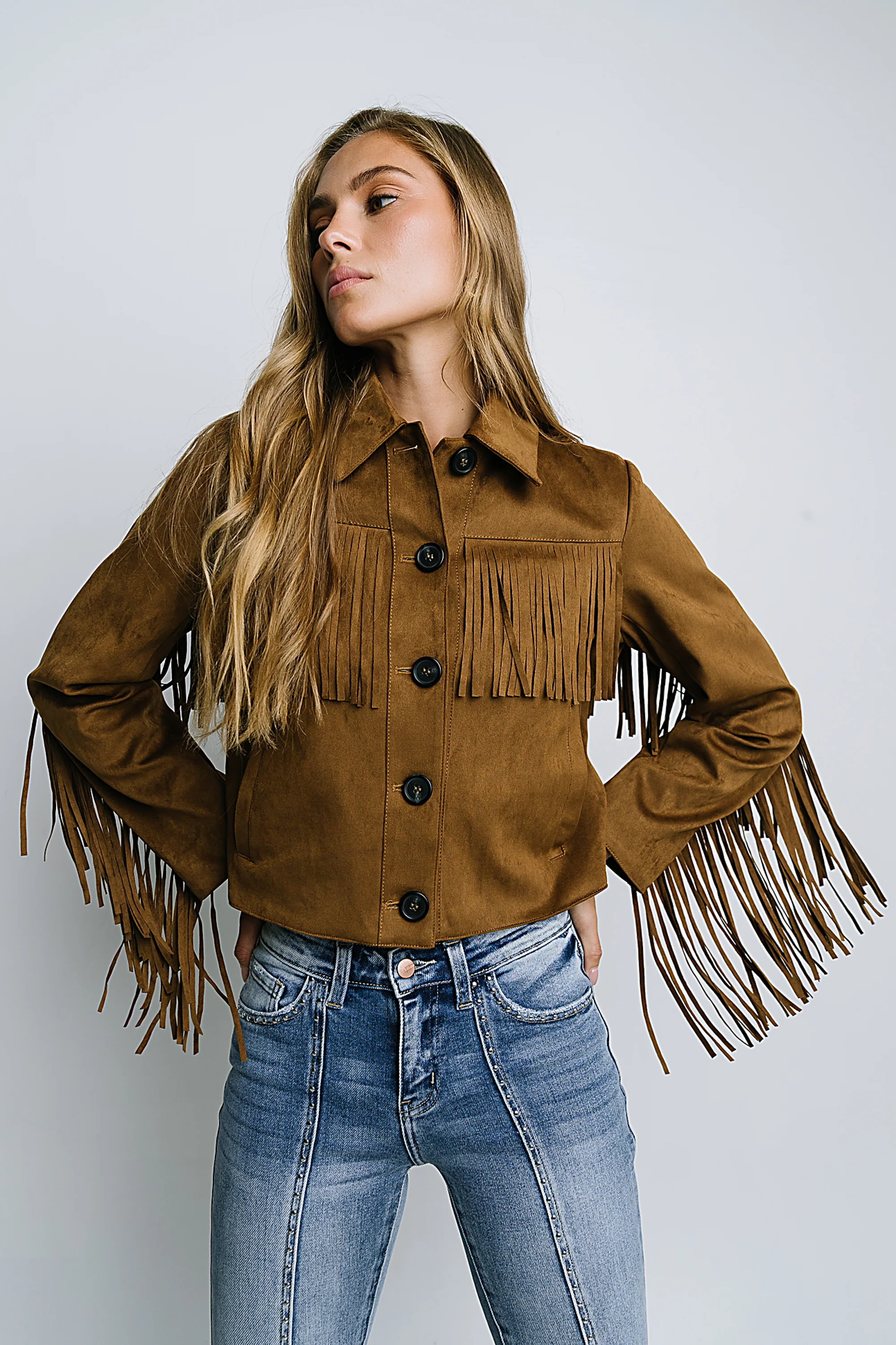 Bridget Fringe Jacket in Cognac - Image 2