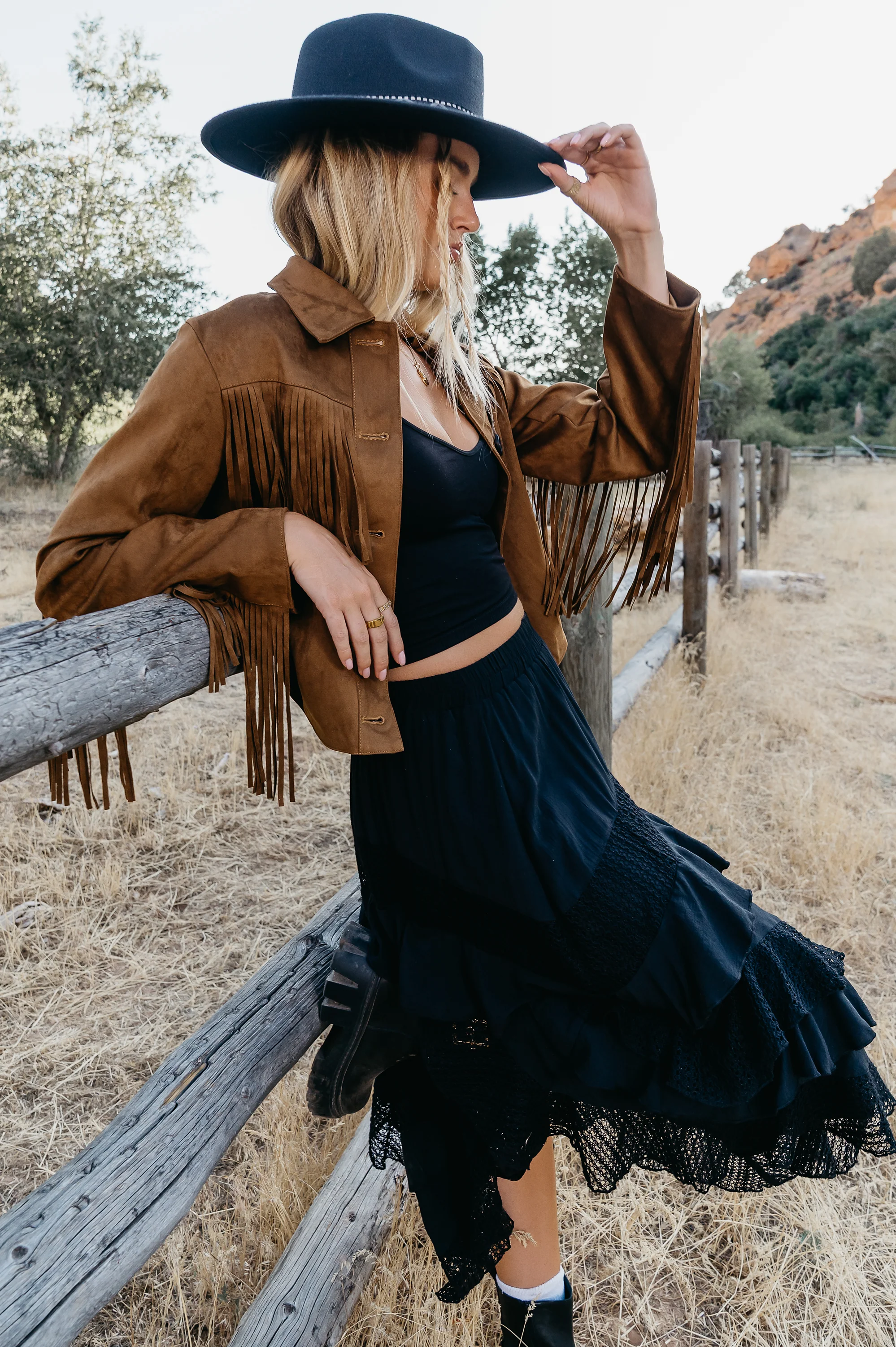 Bridget Fringe Jacket in Cognac - Image 4