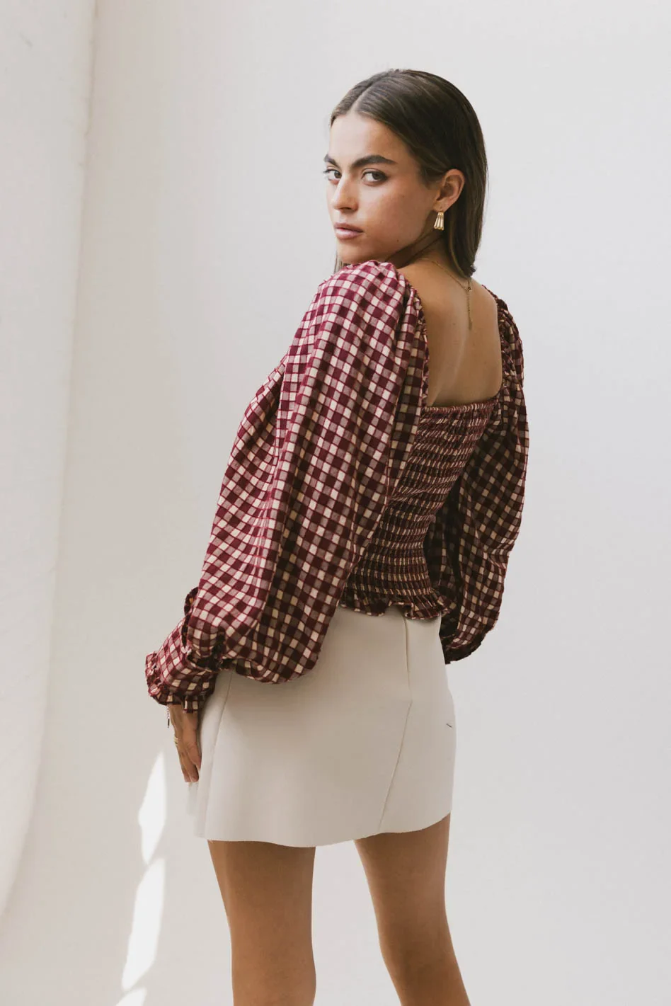 Brinklee Smocked Blouse in Burgundy - FINAL SALE - Image 2