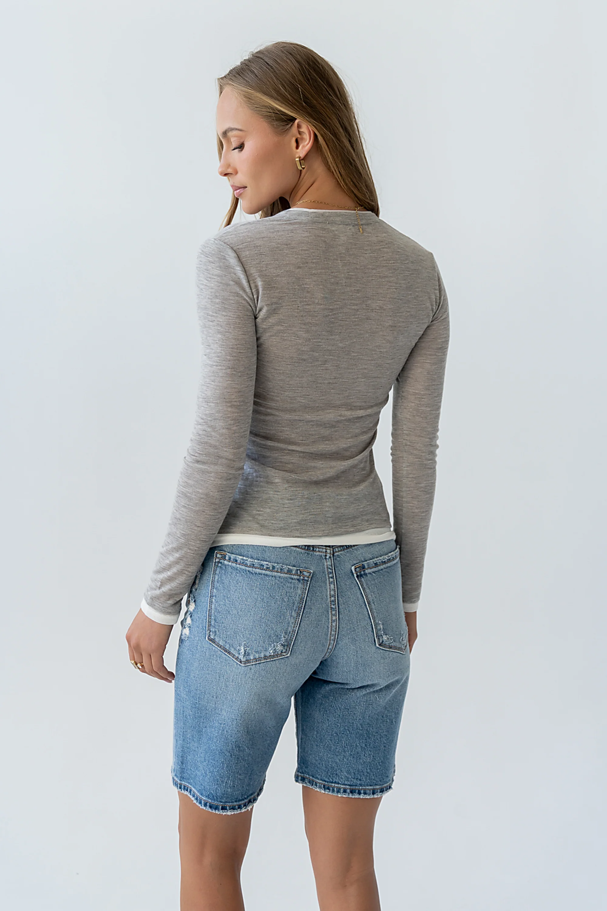 Brinley Layered Top in Heather Grey - Image 4