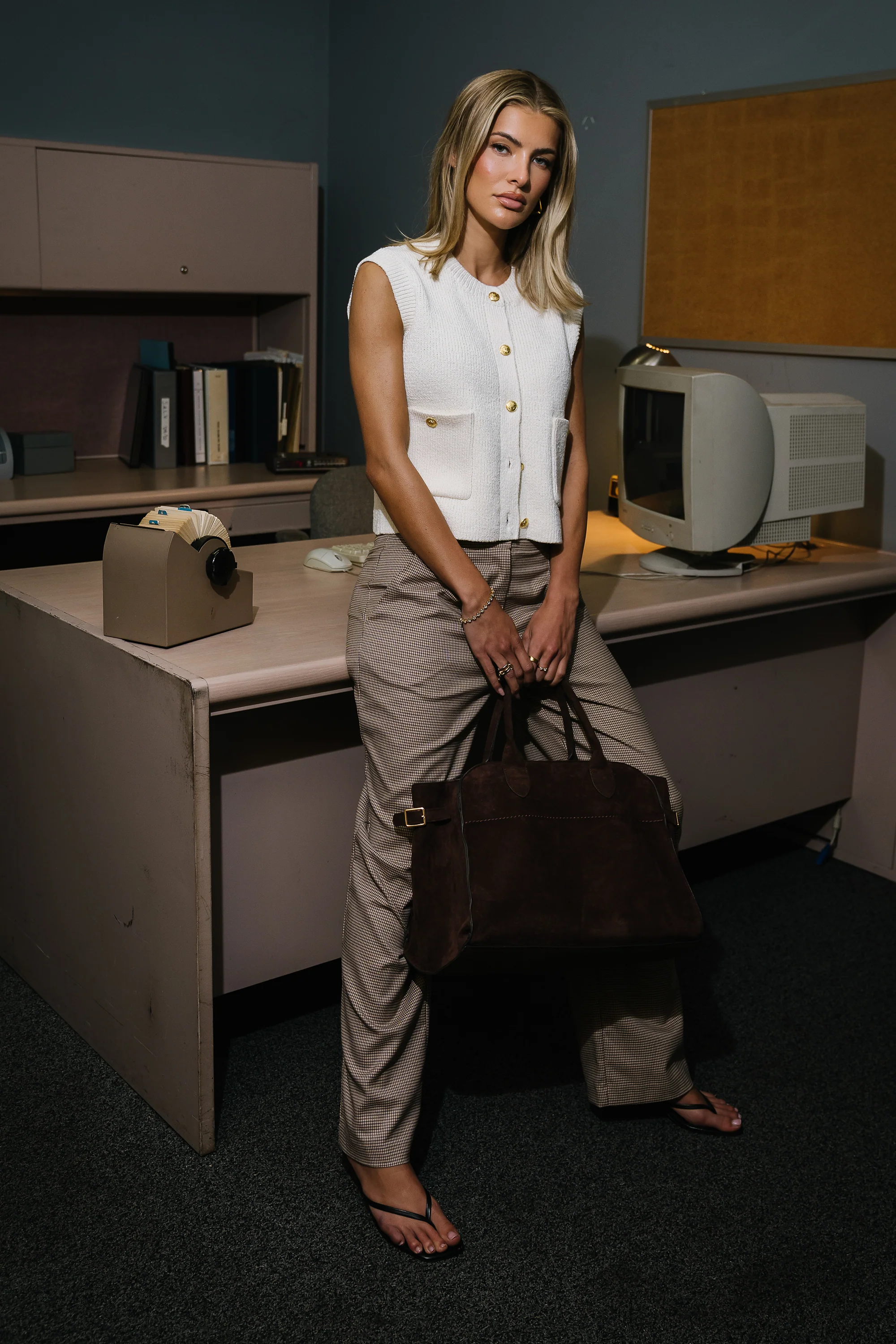 Brooks Knit Vest in Cream - FINAL SALE - Image 3
