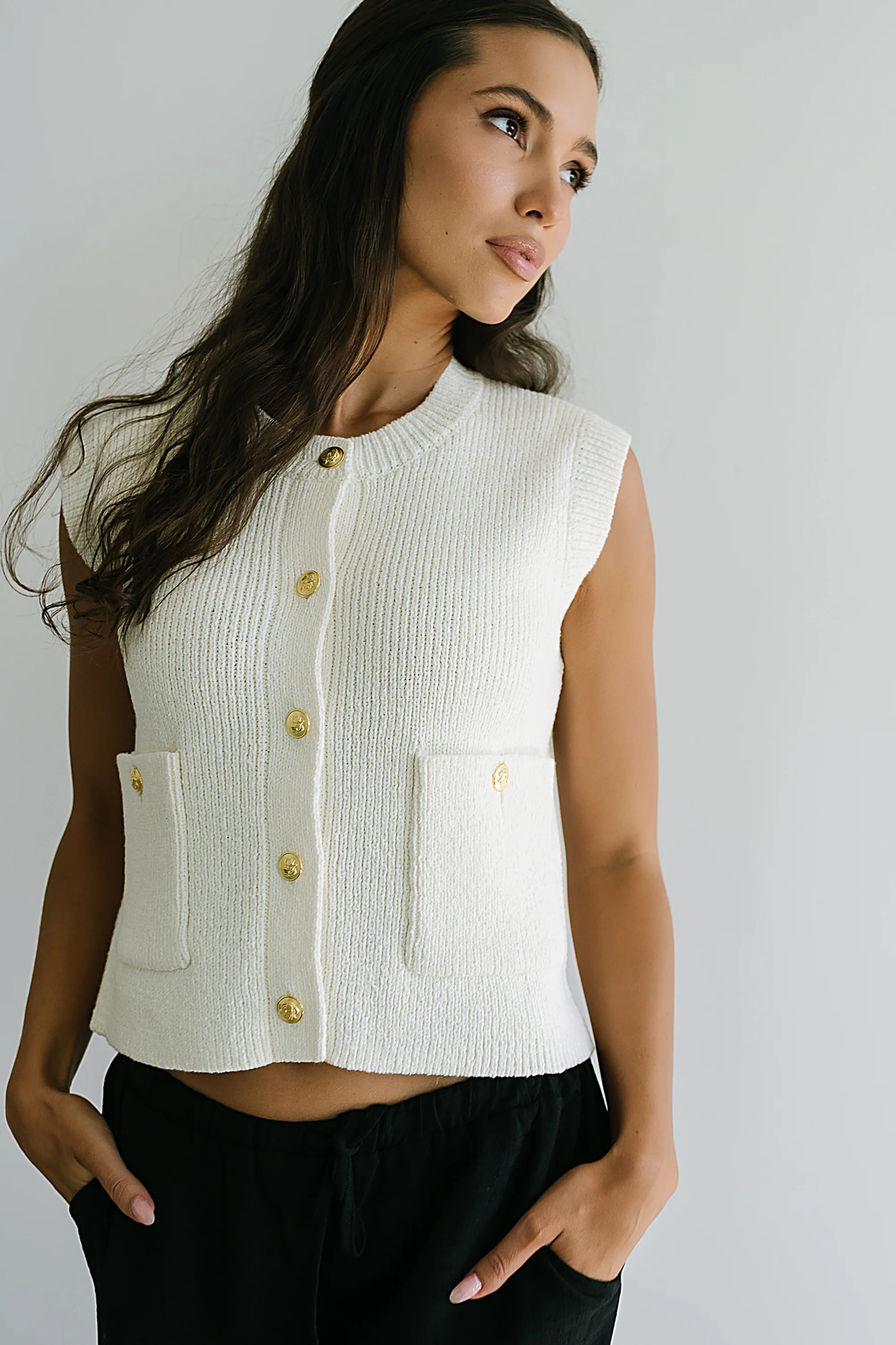 Brooks Knit Vest in Cream - FINAL SALE - Image 9