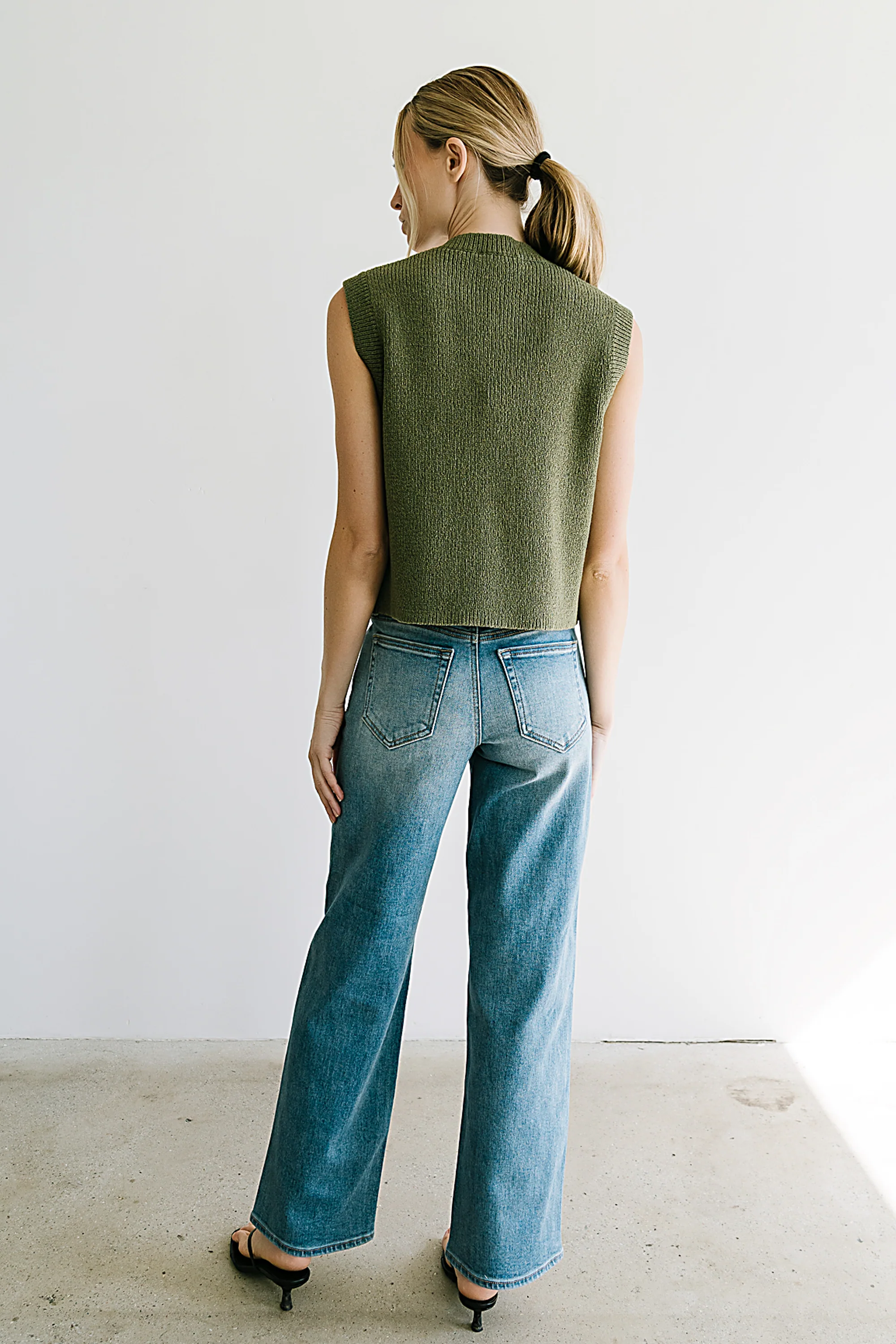 Brooks Knit Vest in Olive - FINAL SALE - Image 4