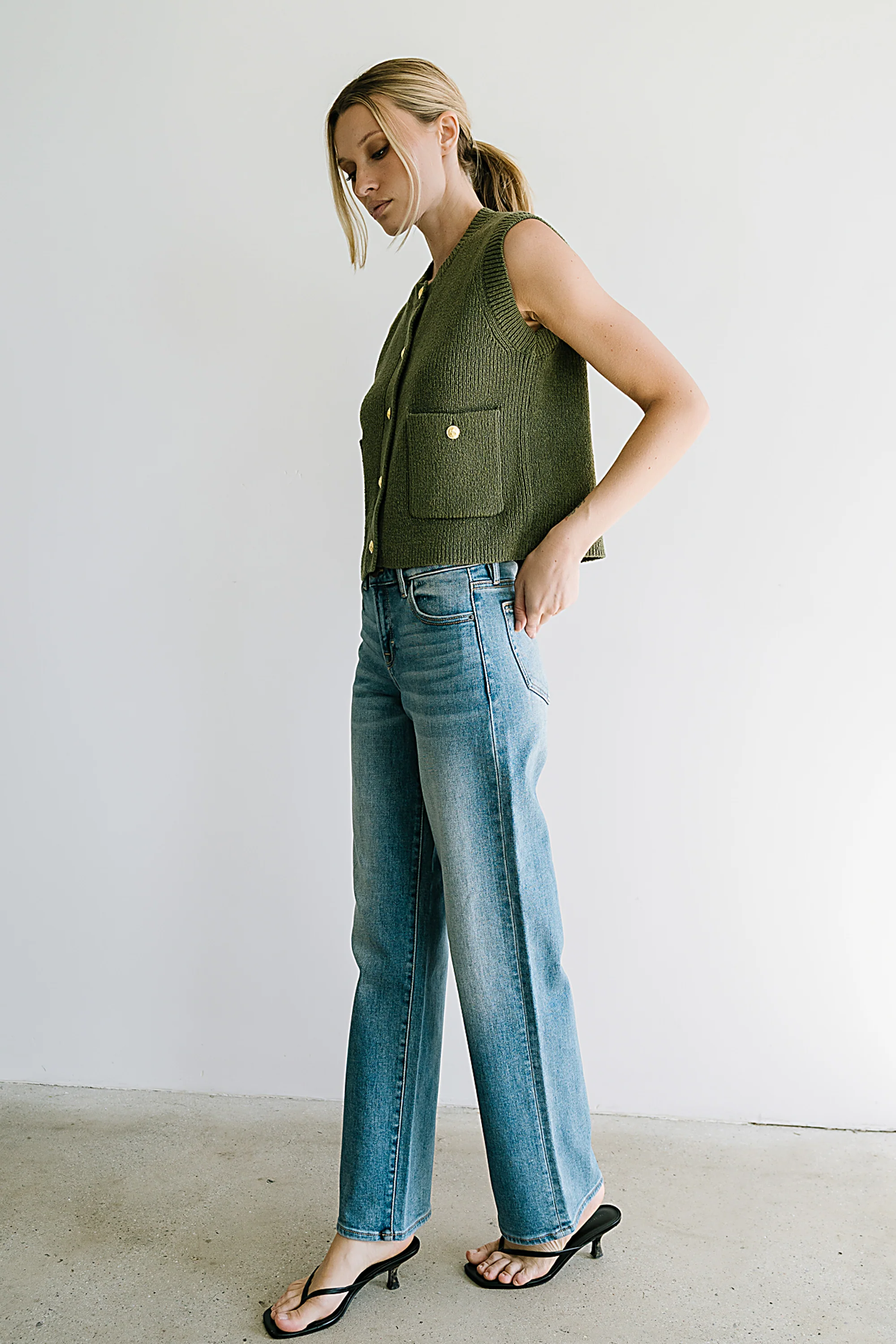Brooks Knit Vest in Olive - FINAL SALE - Image 5