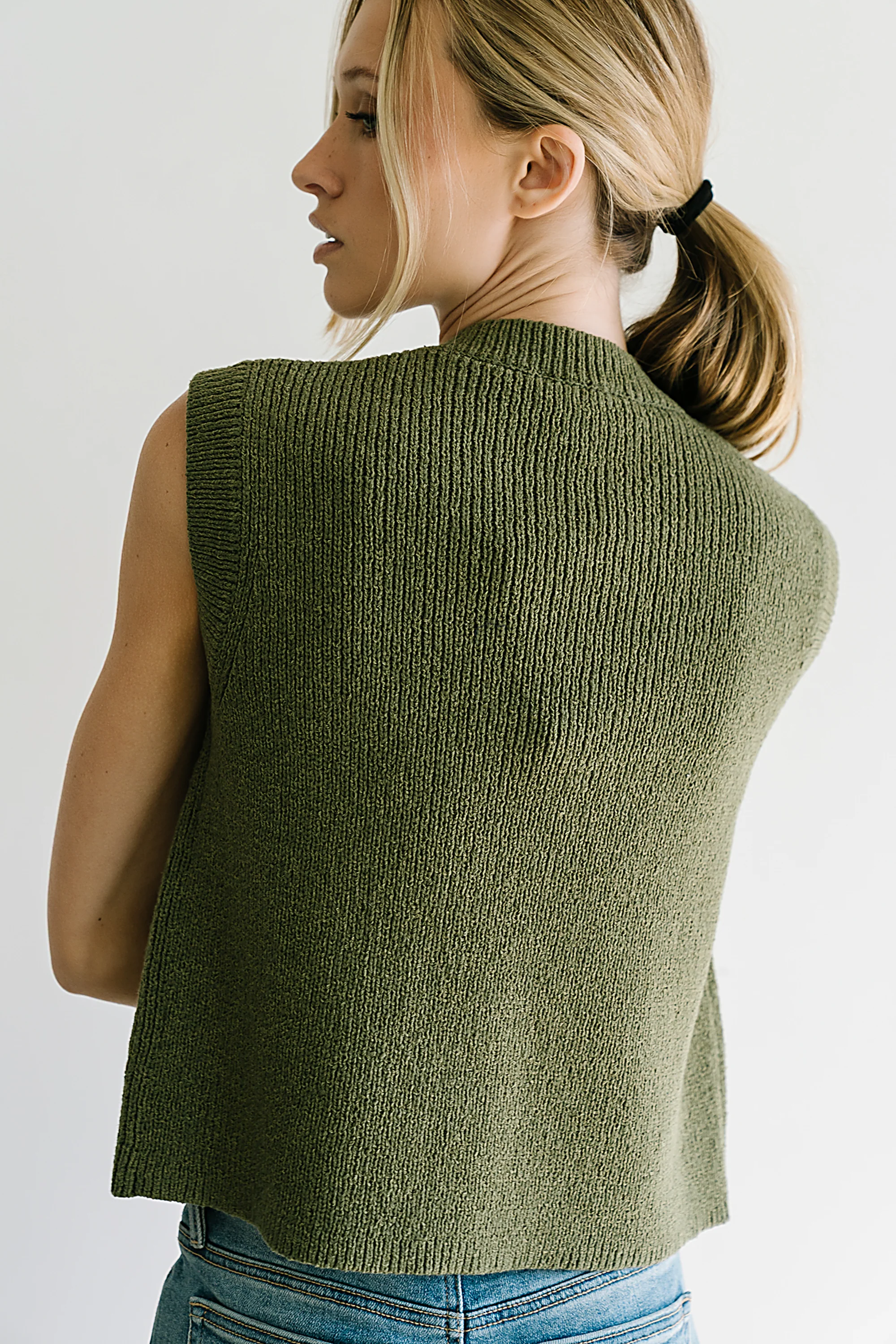 Brooks Knit Vest in Olive - FINAL SALE - Image 7