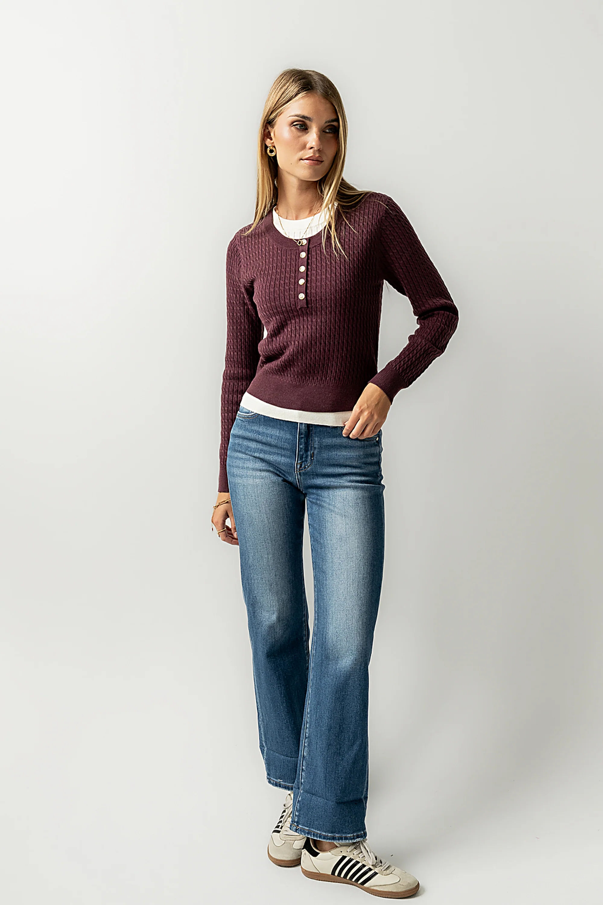 Bruce Double Layer Sweater in Plum - FINAL SALE - Image 4