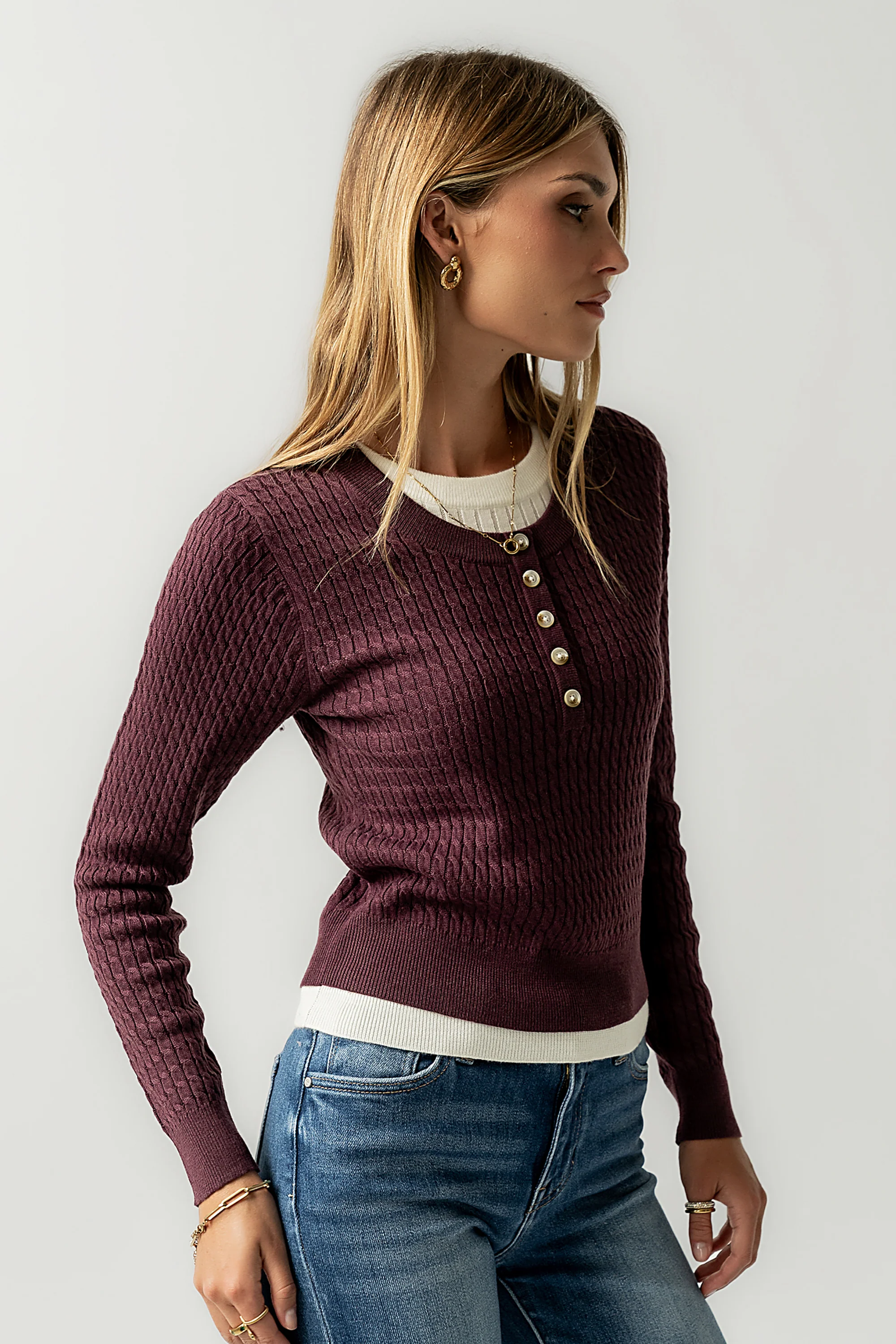 Bruce Double Layer Sweater in Plum - FINAL SALE - Image 8
