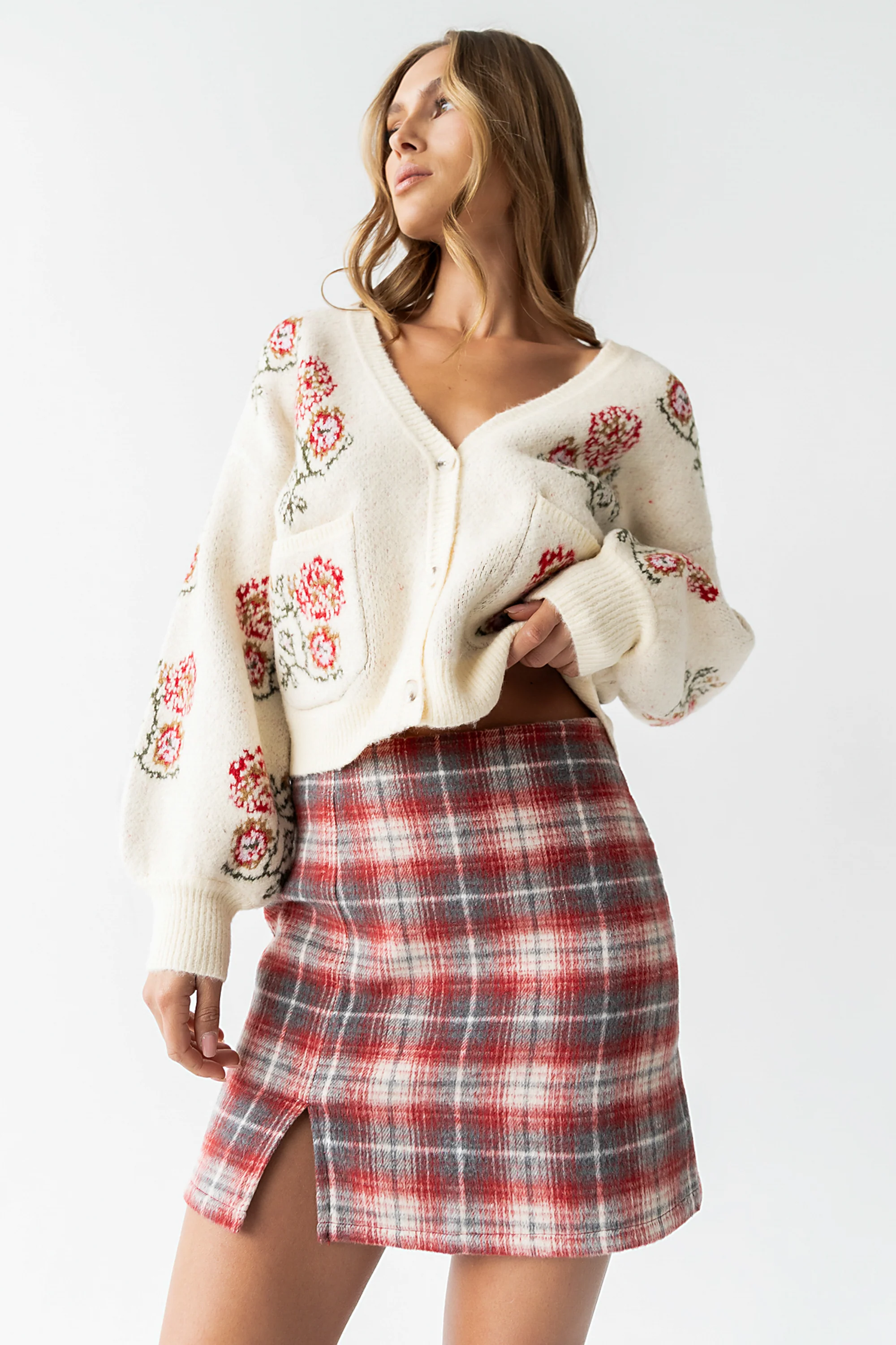 Callie Plaid Mini Skirt in Red - FINAL SALE - Image 7