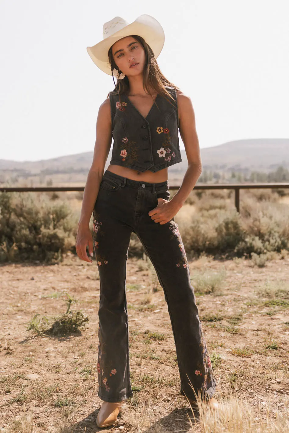 Camille Embroidered Flare Jeans - FINAL SALE - Image 4