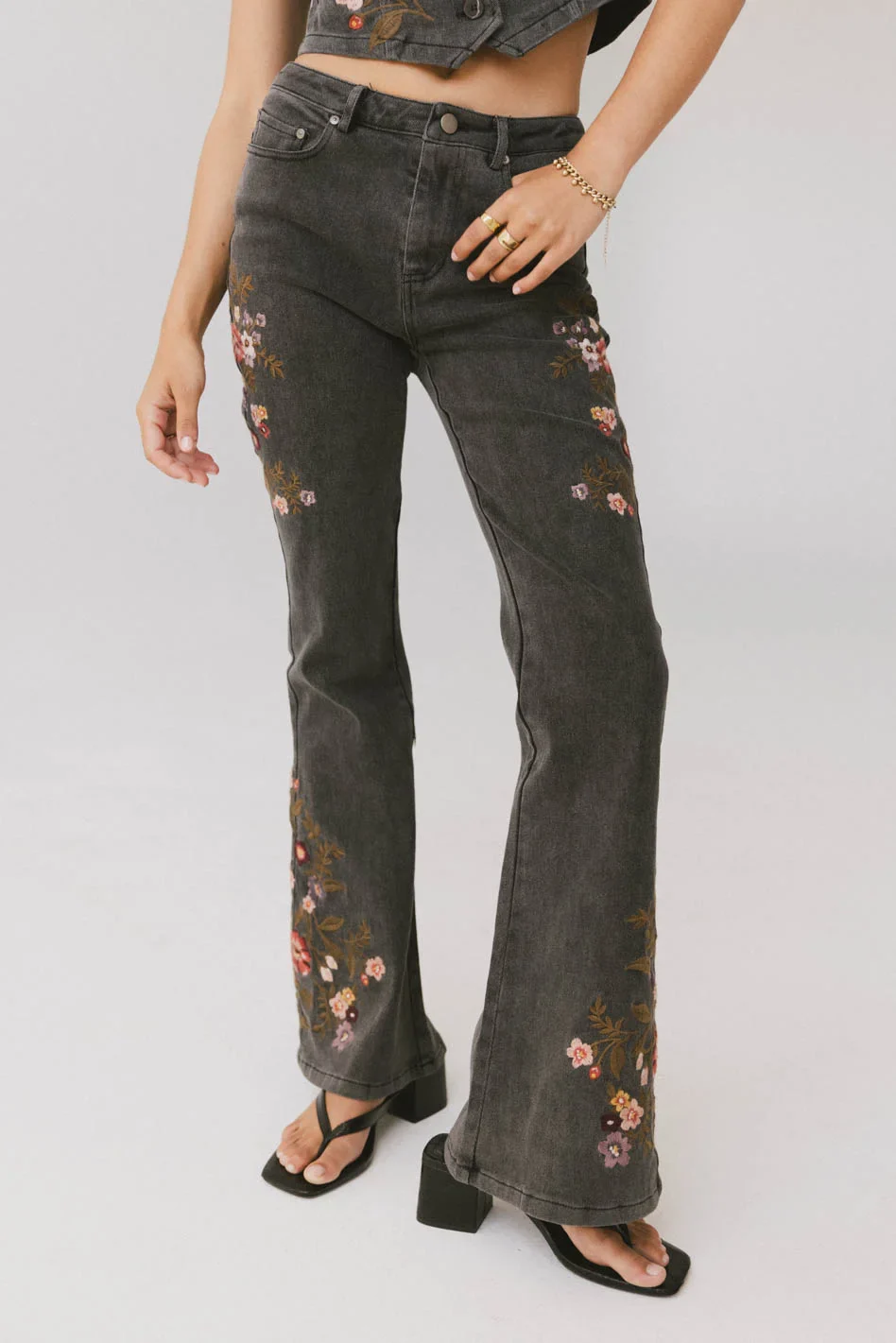 Camille Embroidered Flare Jeans - FINAL SALE - Image 8