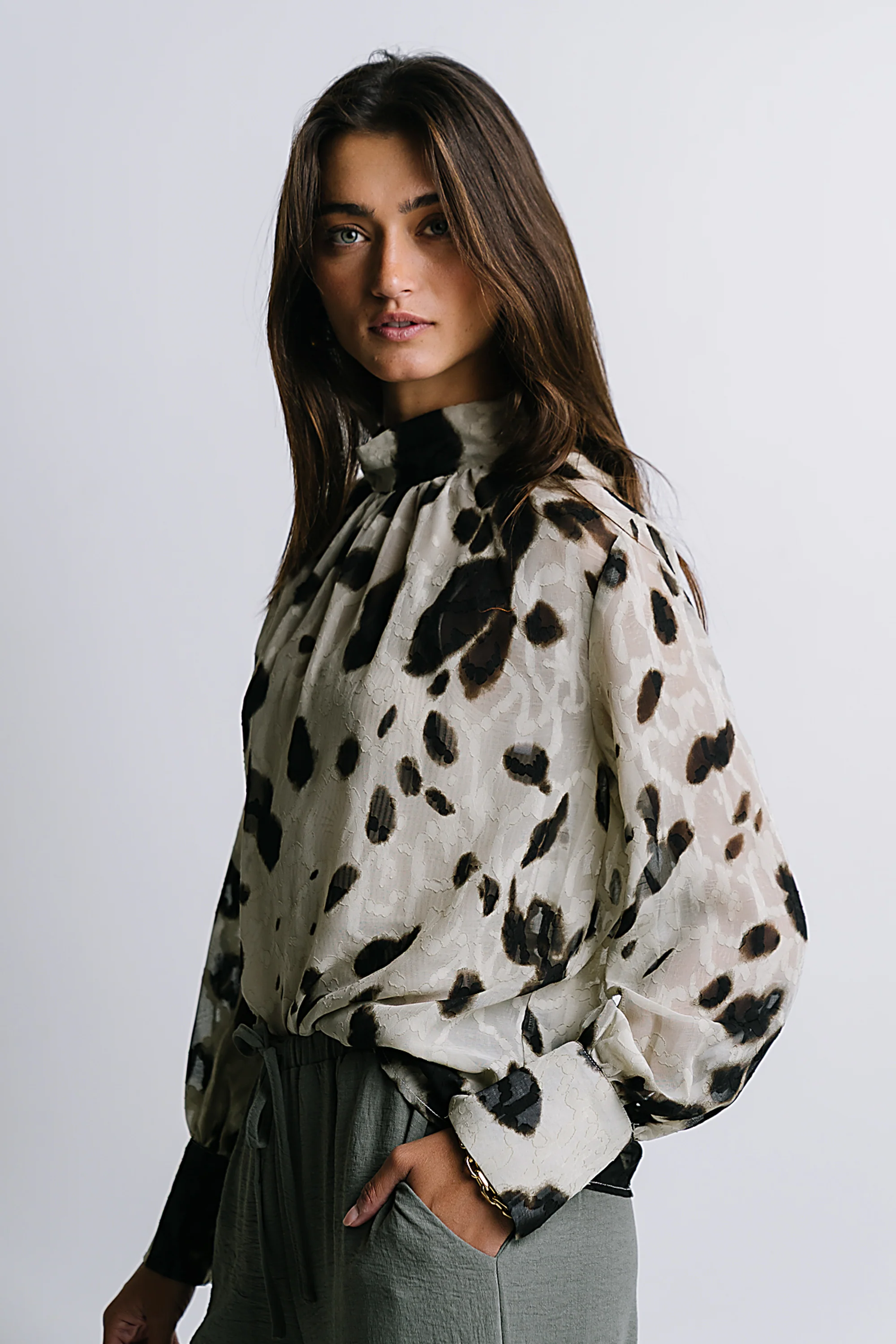 Camille Sheer Blouse in Ivory - FINAL SALE - Image 2