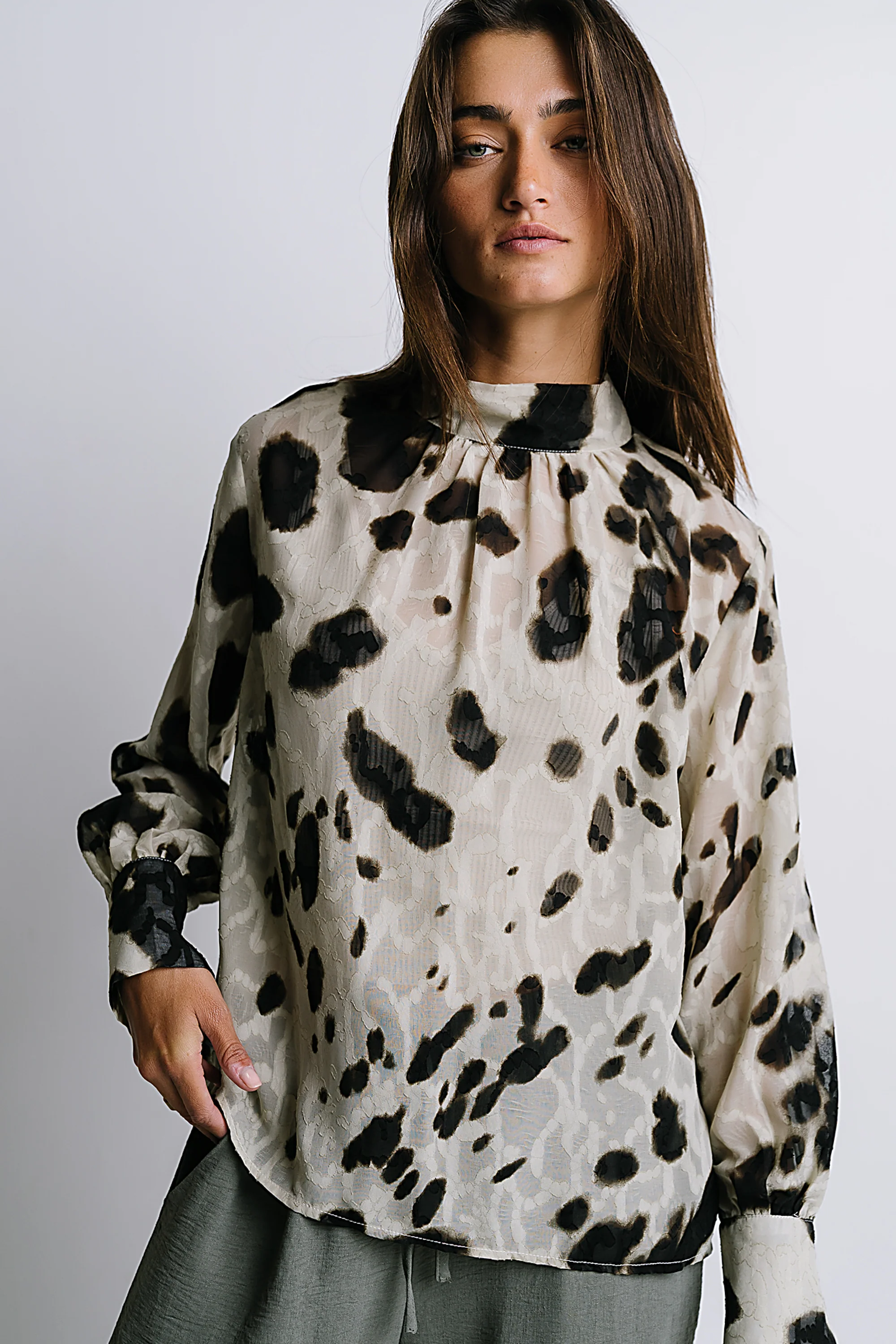 Camille Sheer Blouse in Ivory - FINAL SALE - Image 3