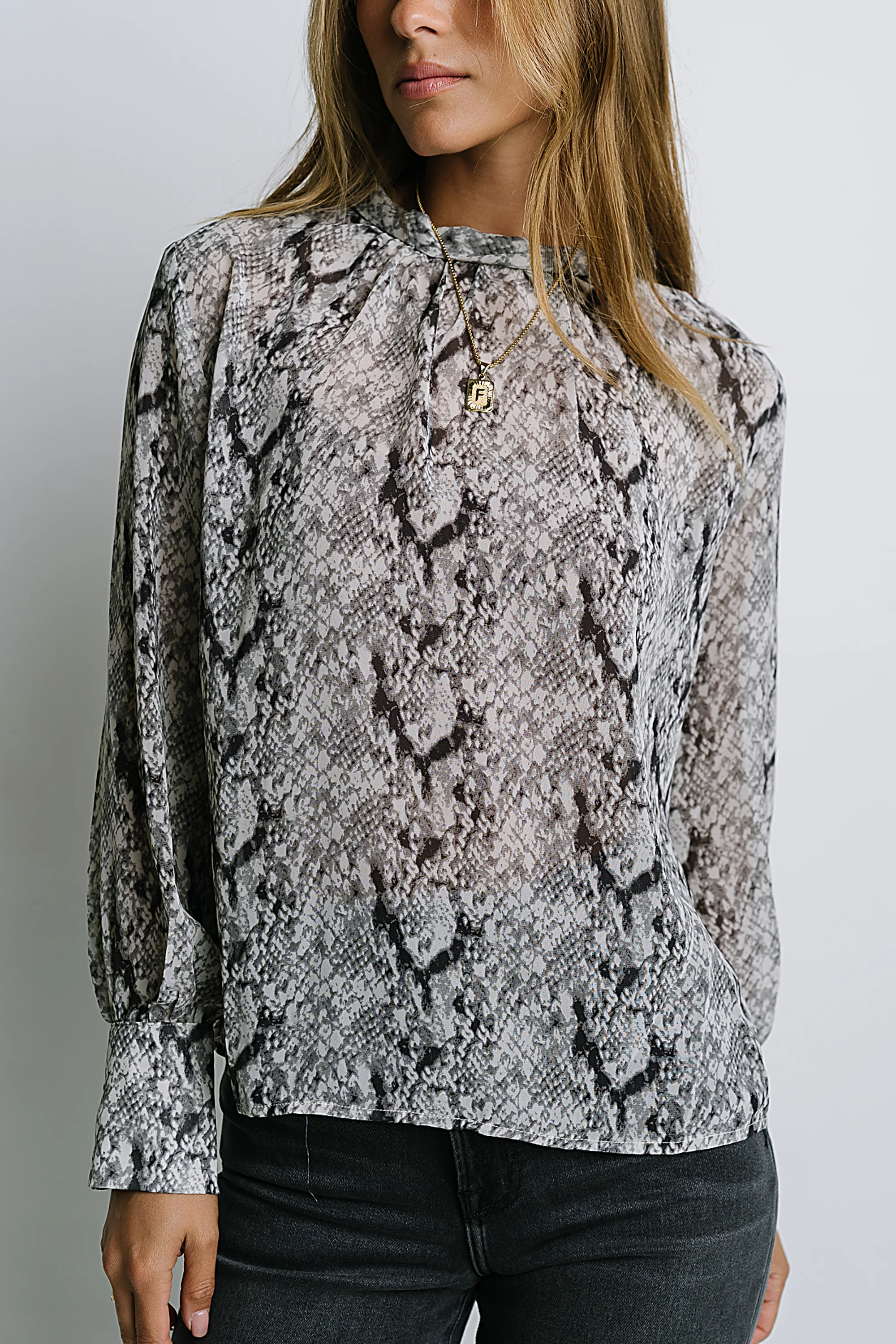 Camille Sheer Blouse in Snake - FINAL SALE - Image 5
