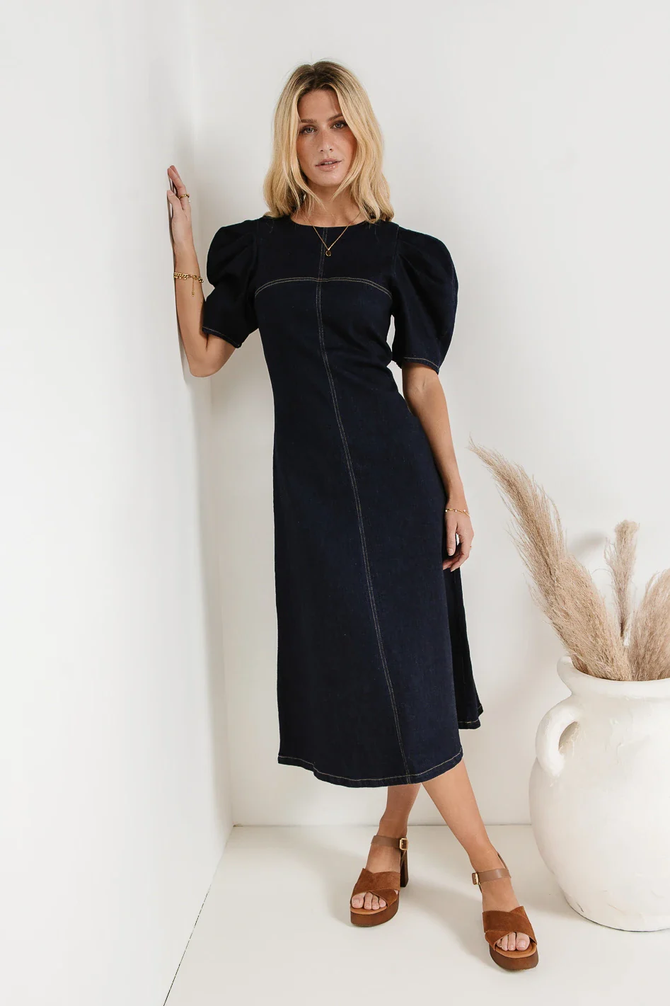 Campbell Denim Dress in Dark Wash - FINAL SALE - Image 3