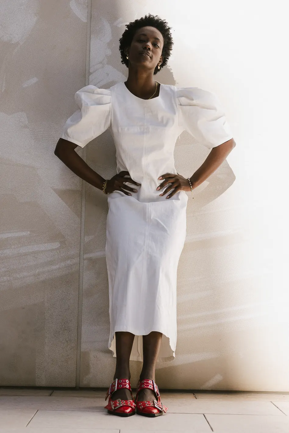 Campbell Denim Dress in Cream - FINAL SALE - Image 4