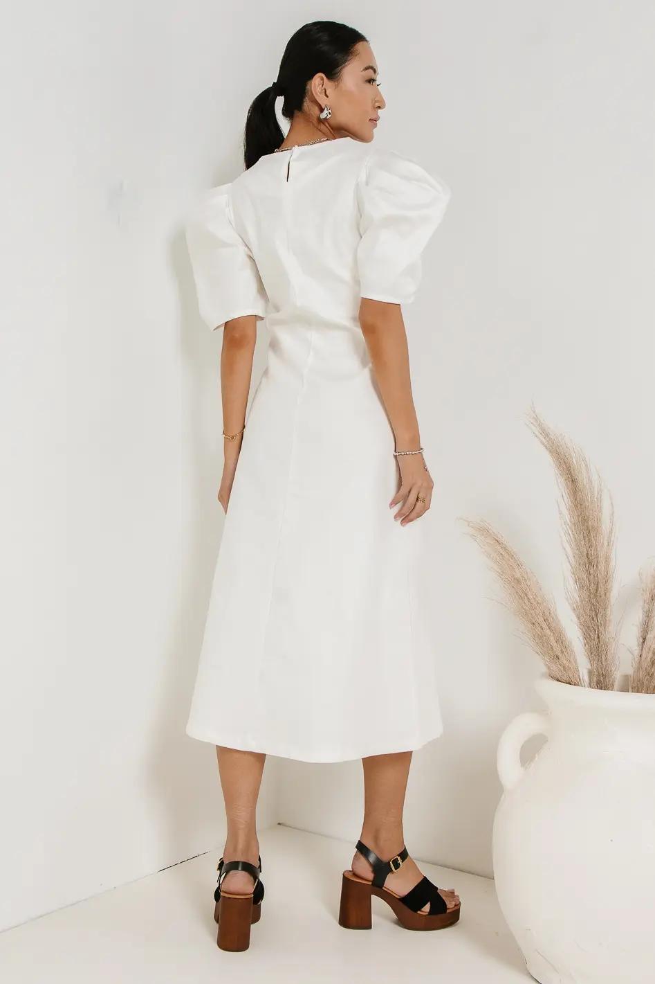 Campbell Denim Dress in Cream - FINAL SALE - Image 5