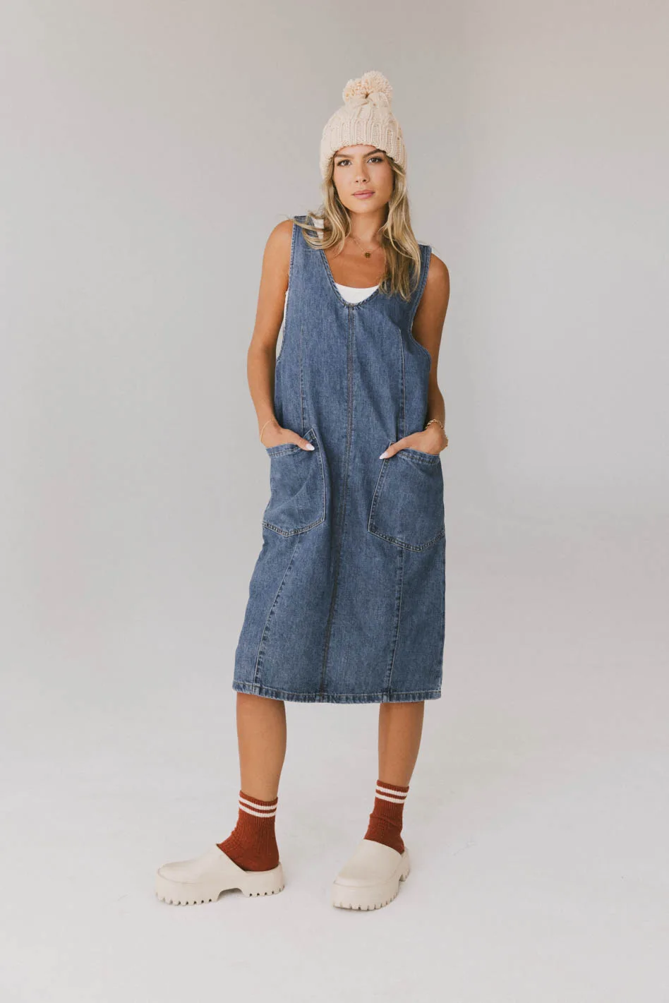 Camry Overall Dress in Dark Wash - FINAL SALE - Image 5