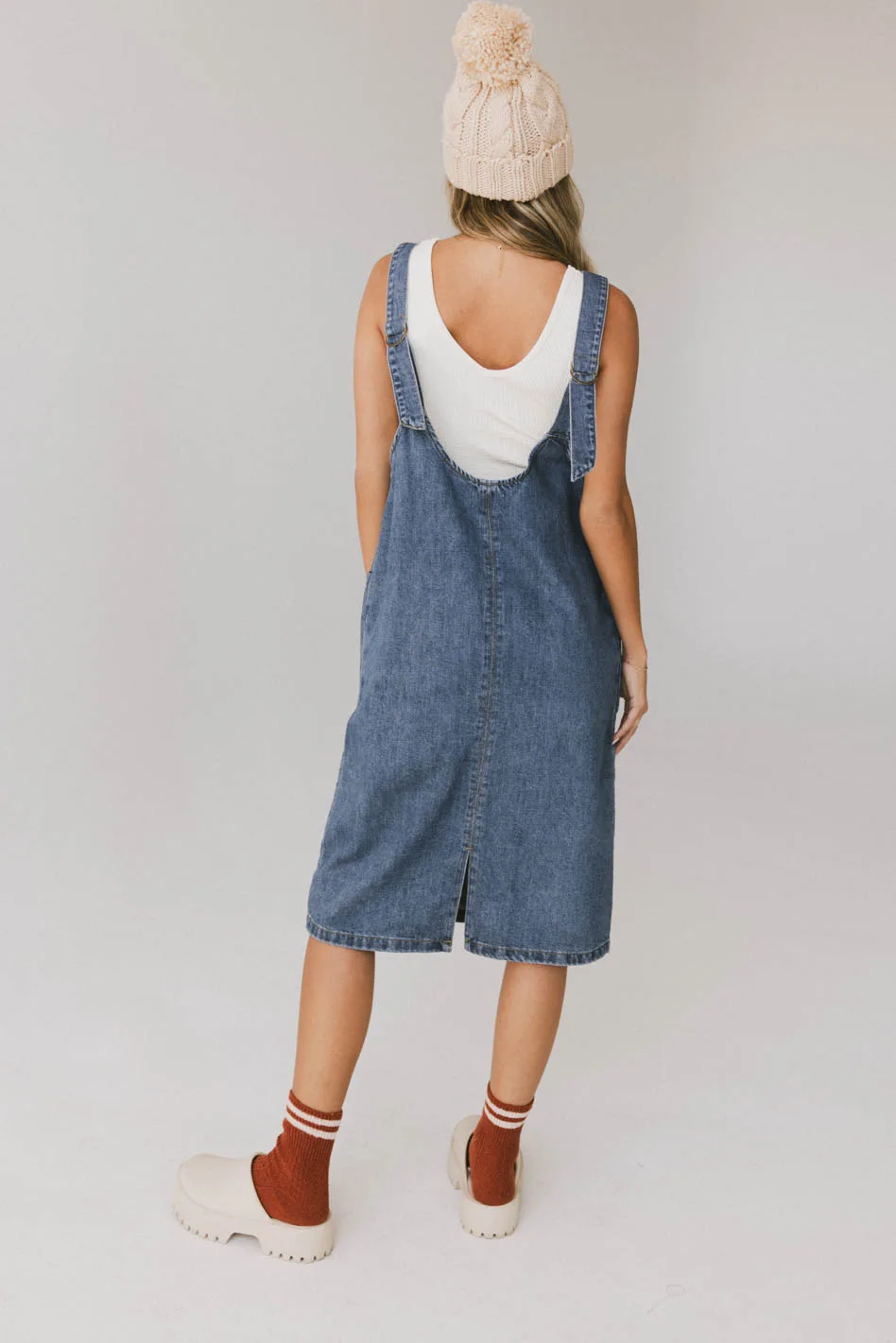 Camry Overall Dress in Dark Wash - FINAL SALE - Image 6