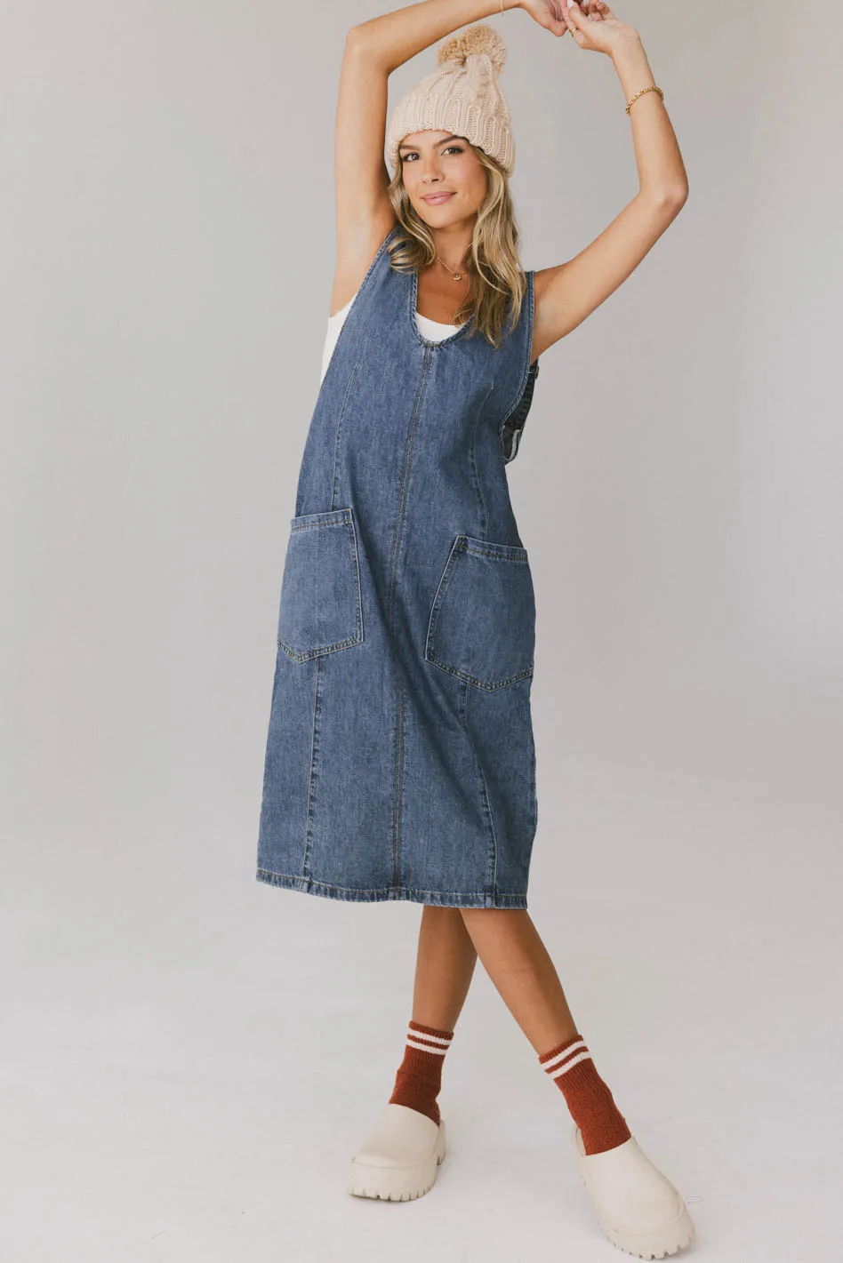 Camry Overall Dress in Dark Wash - FINAL SALE - Image 7