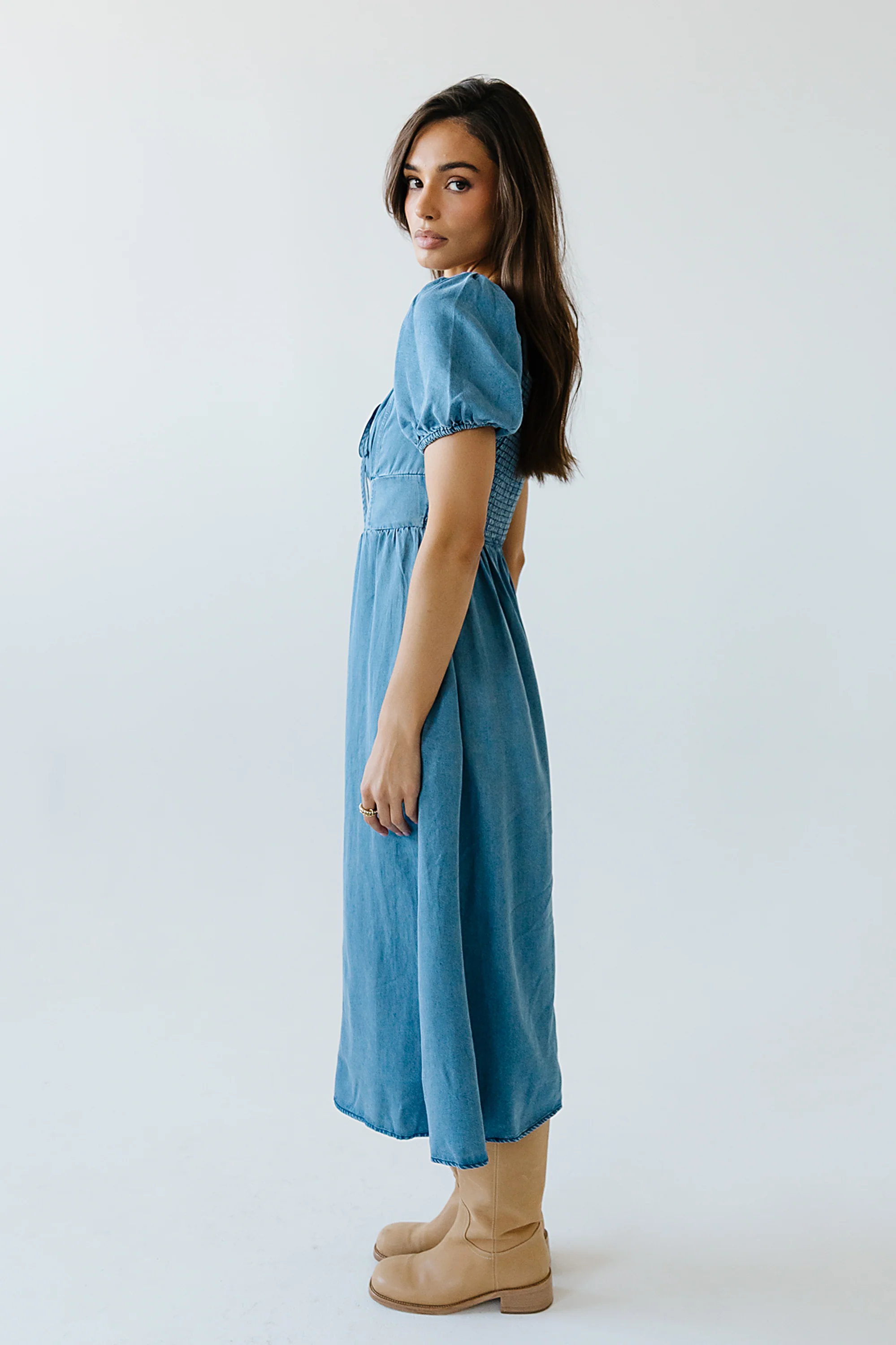 Candice Denim Midi Dress - FINAL SALE - Image 6