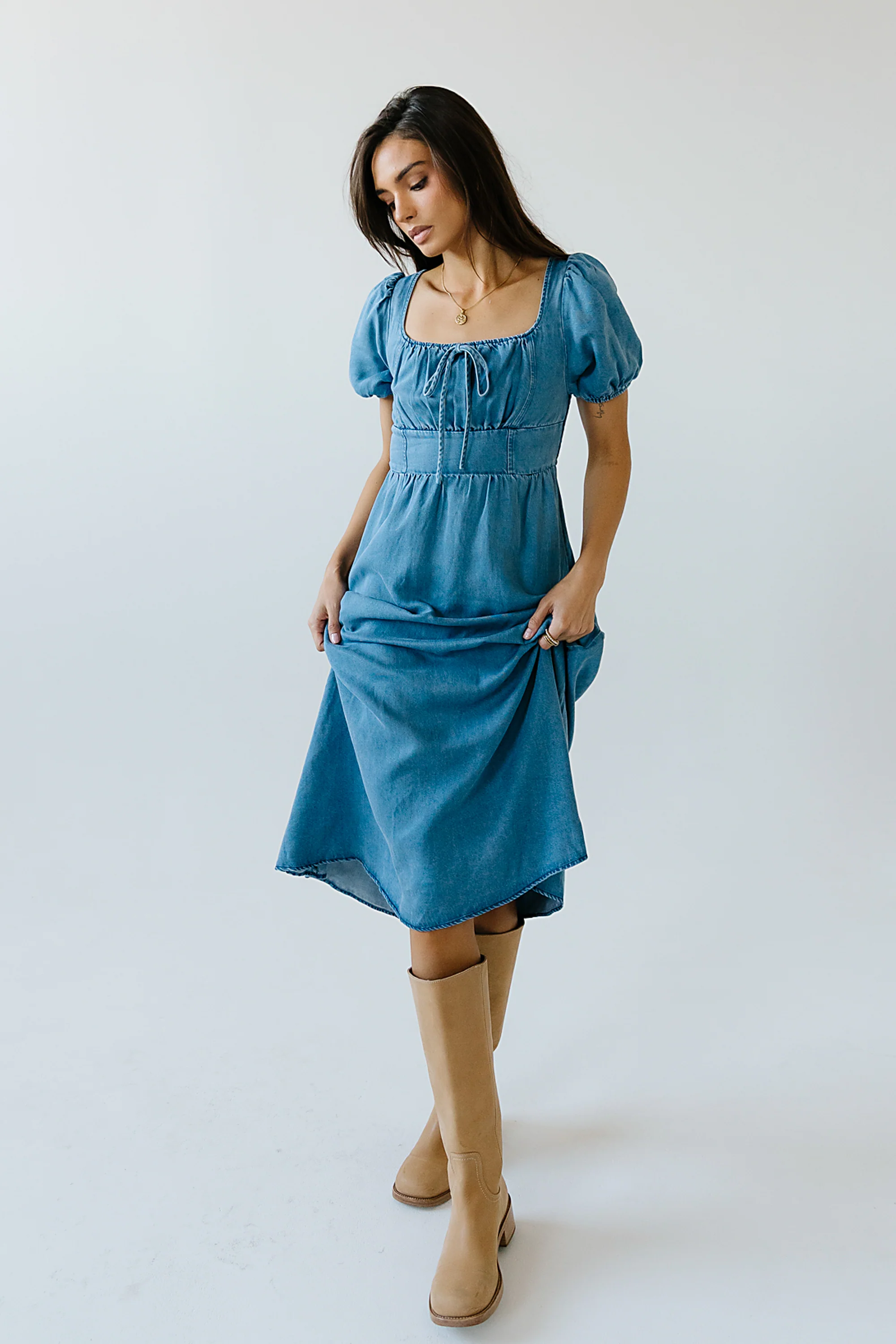 Candice Denim Midi Dress - FINAL SALE - Image 7