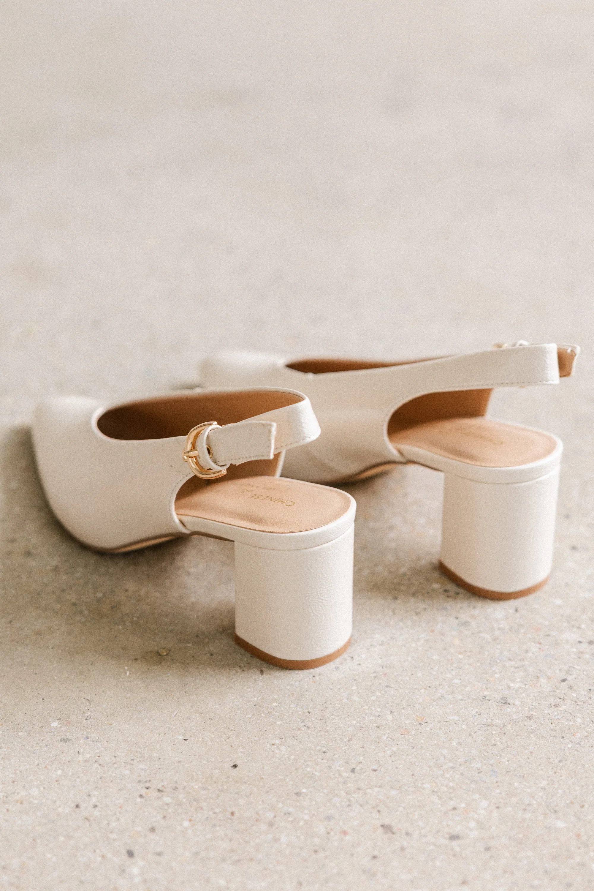 Candice Slingback Heels in Cream - FINAL SALE - Image 2