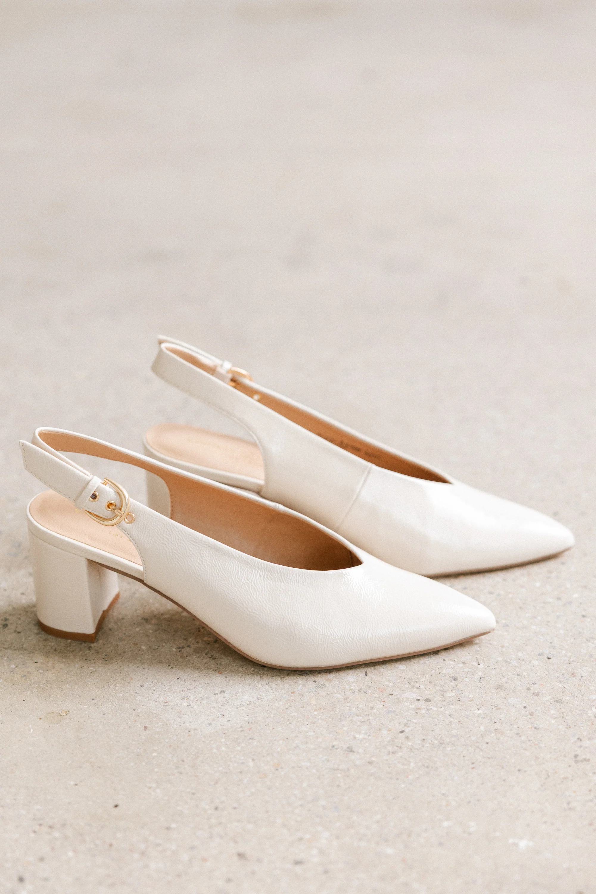 Candice Slingback Heels in Cream - FINAL SALE - Image 3
