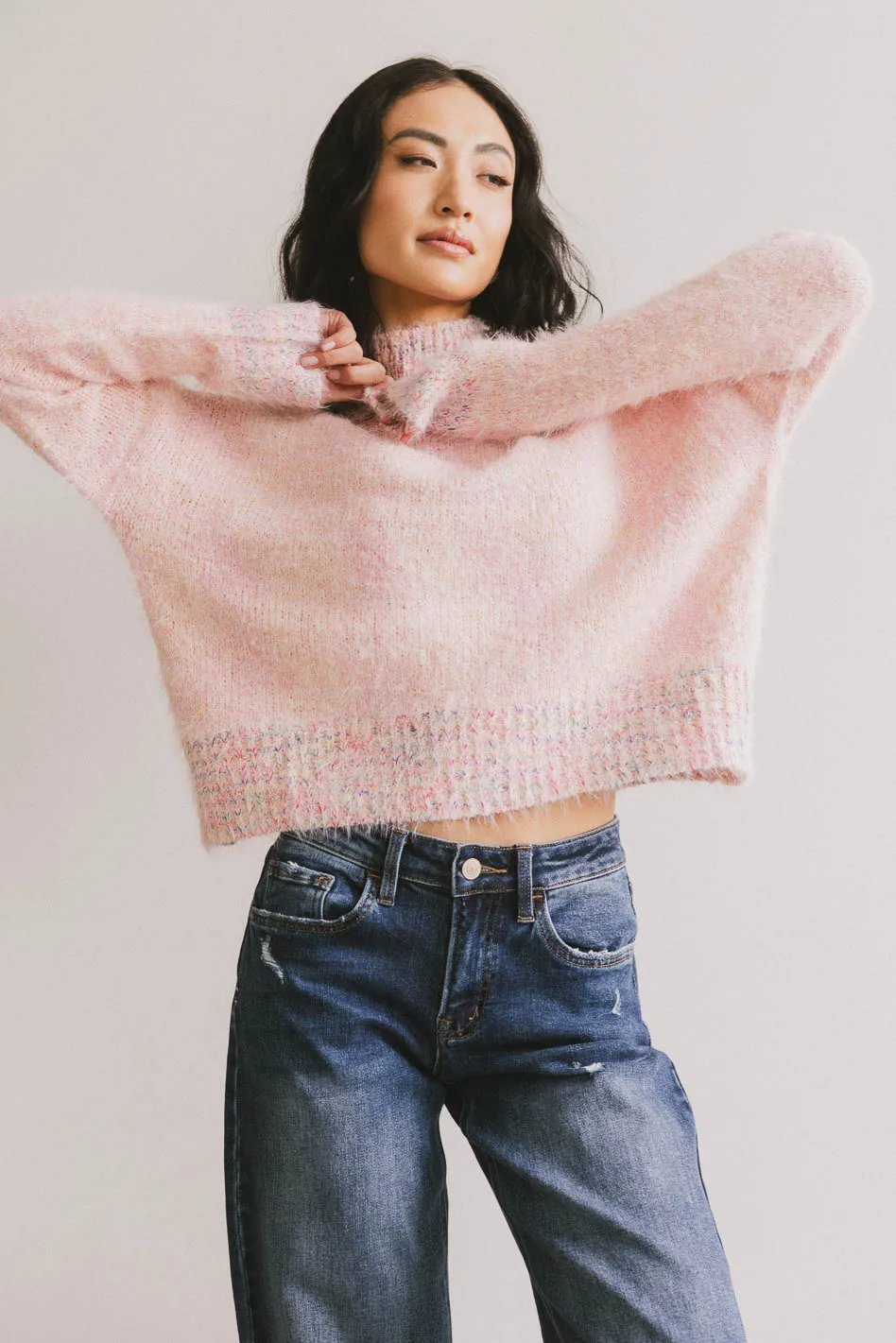 Carla Fuzzy Knit Sweater in Pink - FINAL SALE