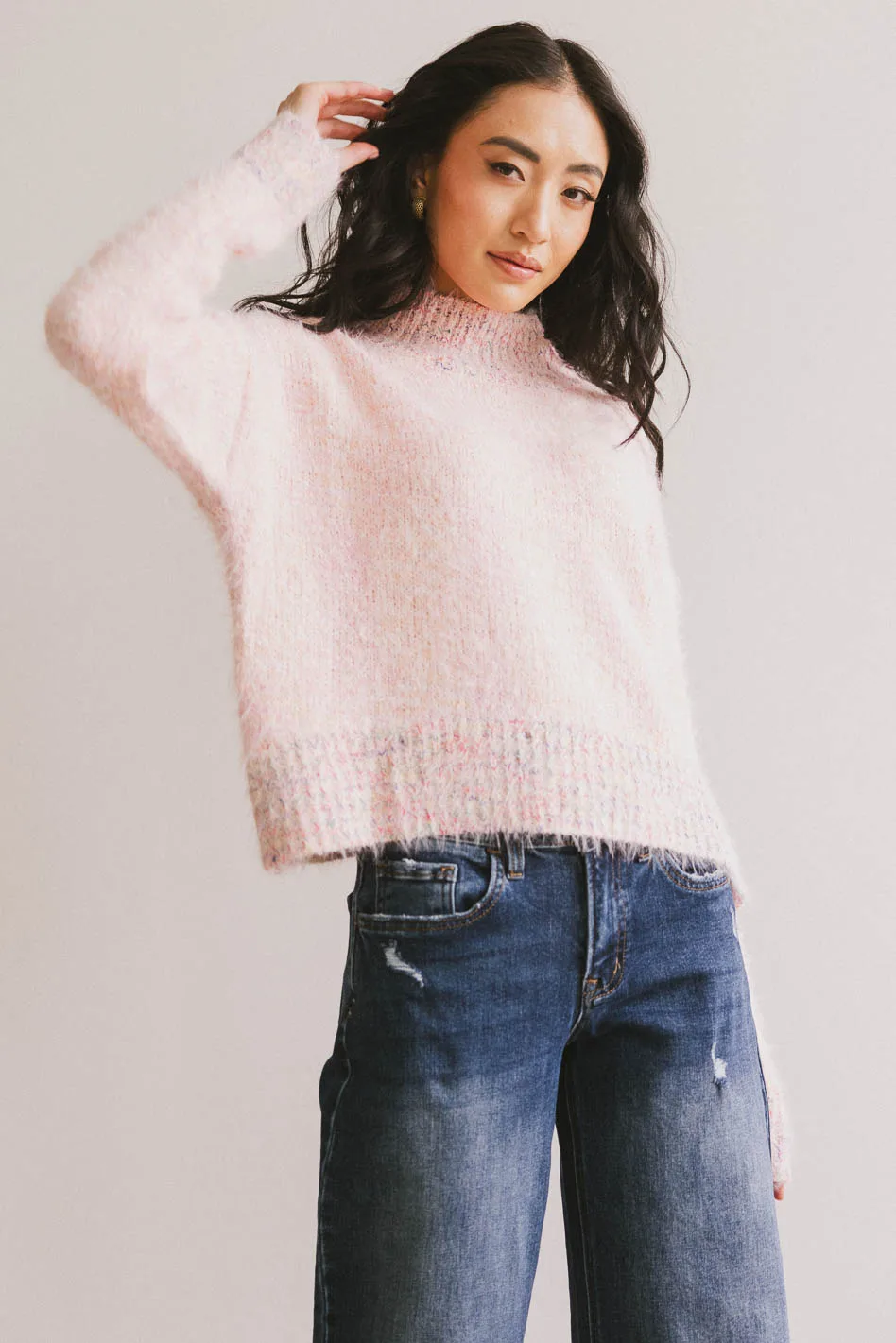 Carla Fuzzy Knit Sweater in Pink - FINAL SALE - Image 2