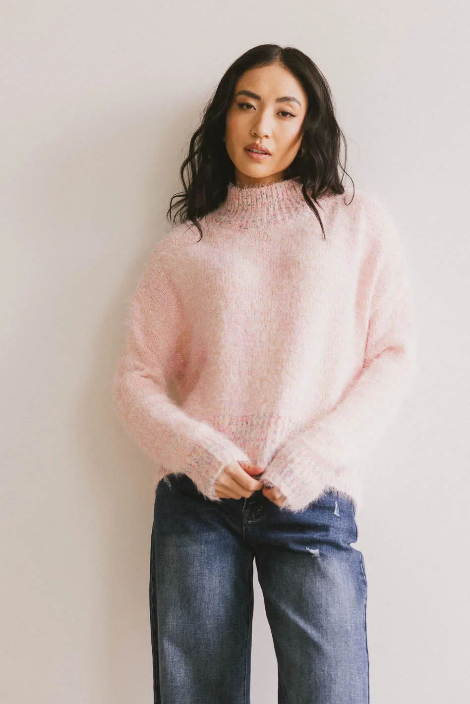 Carla Fuzzy Knit Sweater in Pink - FINAL SALE - Image 3