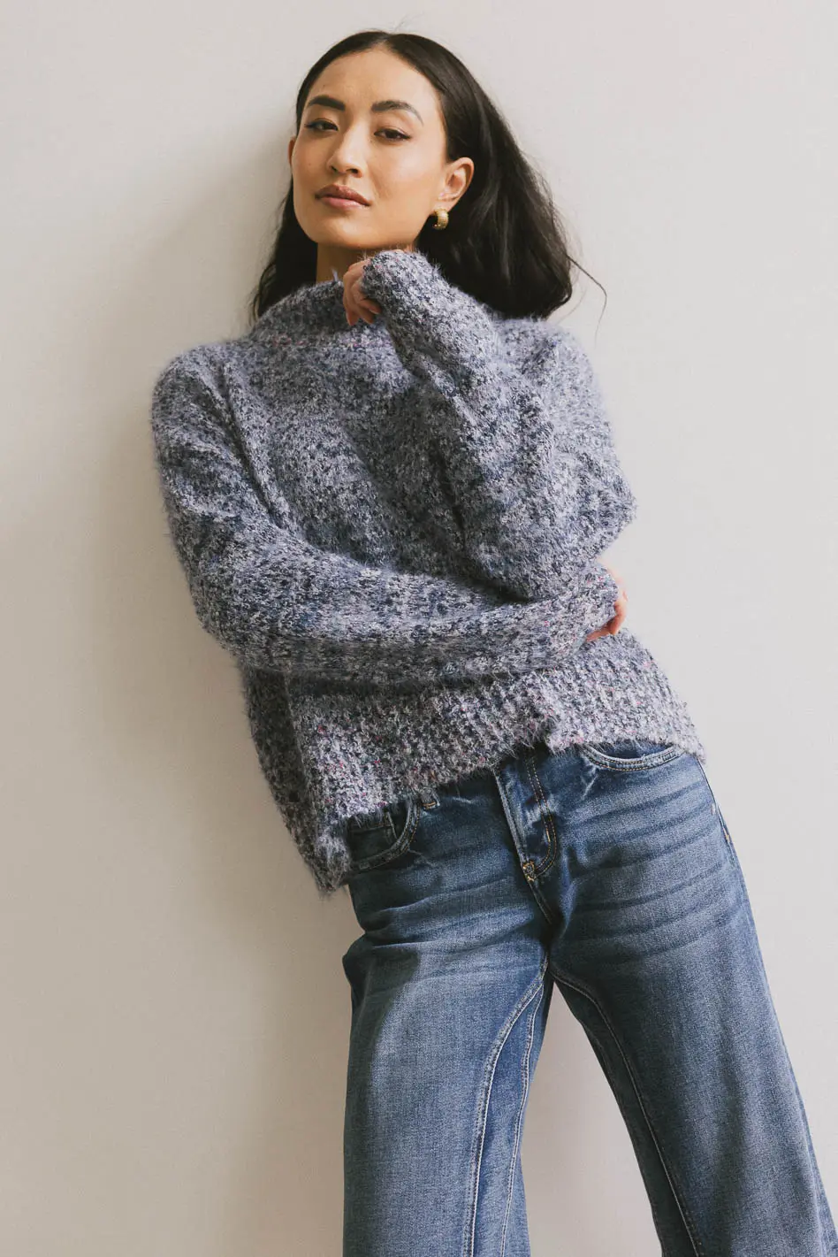 Carla Fuzzy Knit Sweater in Blue - FINAL SALE - Image 2