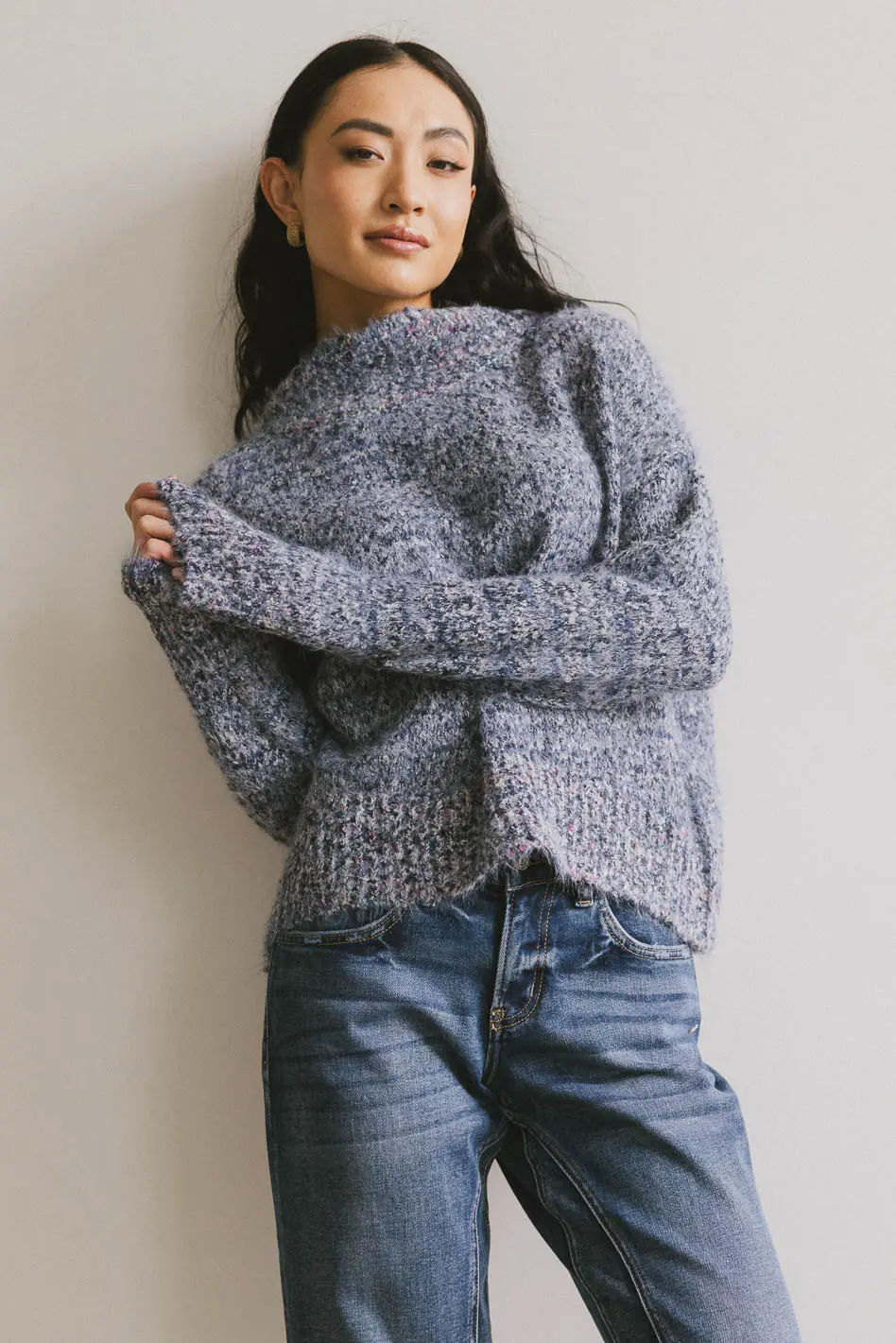 Carla Fuzzy Knit Sweater in Blue - FINAL SALE - Image 5