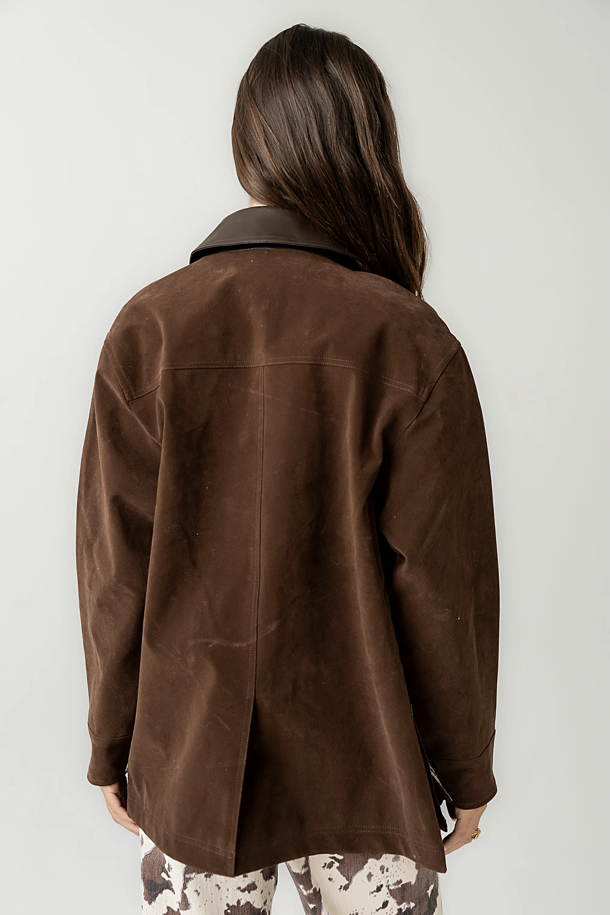 Carly Vegan Leather Jacket in Brown - FINAL SALE - Image 3