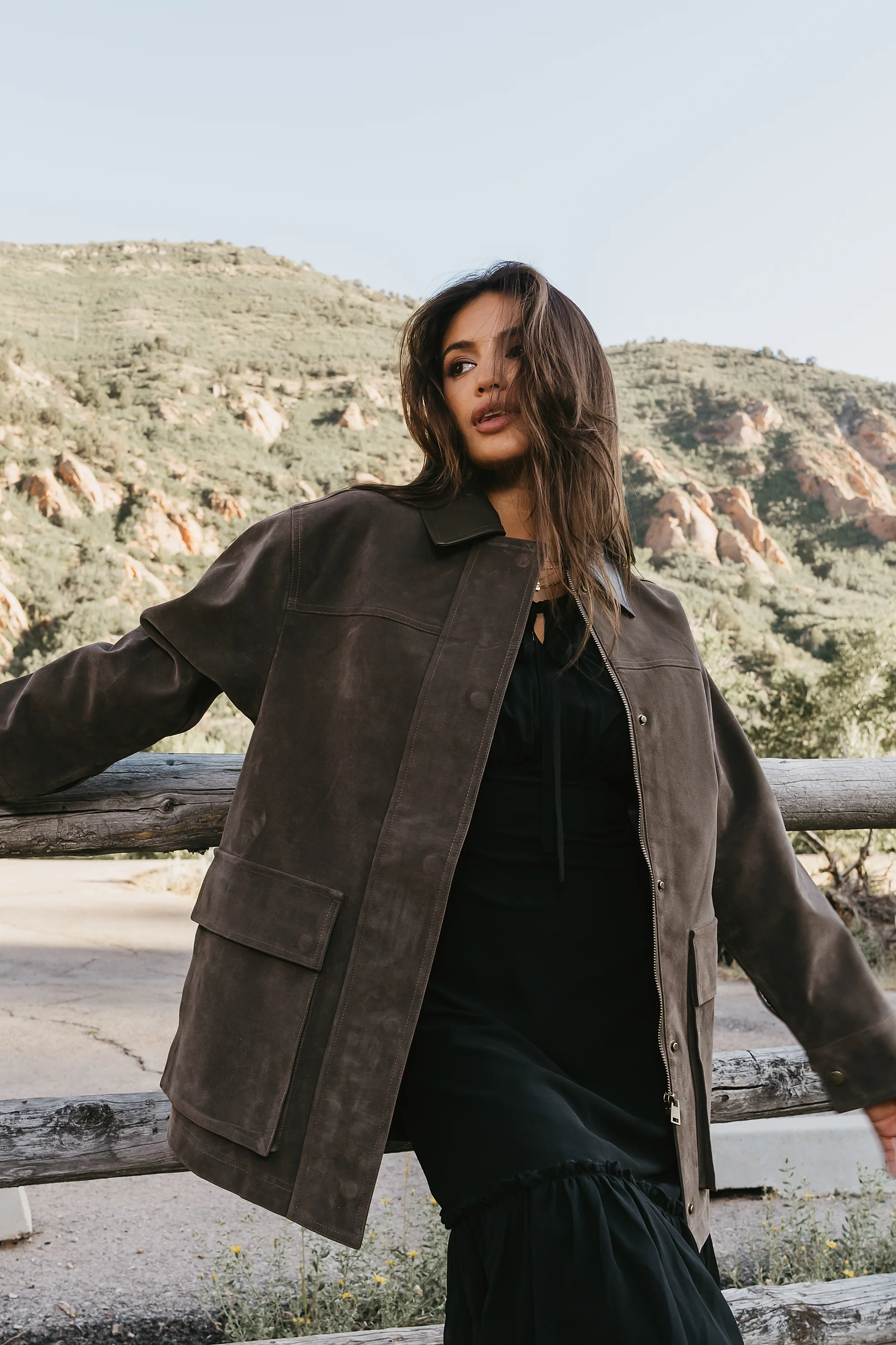 Carly Vegan Leather Jacket in Dark Olive - FINAL SALE - Image 6