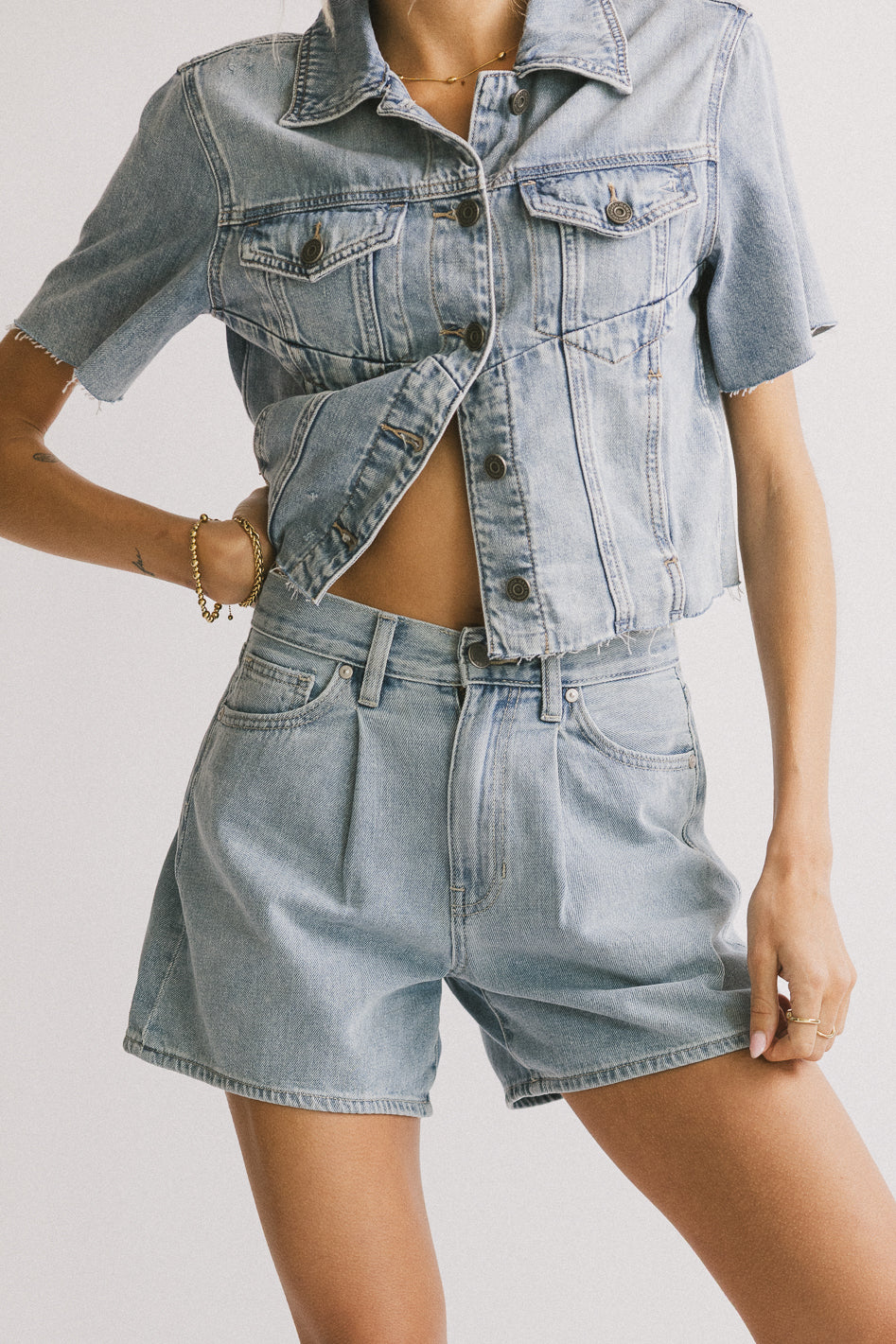 Carmie Light Wash Denim Top - FINAL SALE - Image 3
