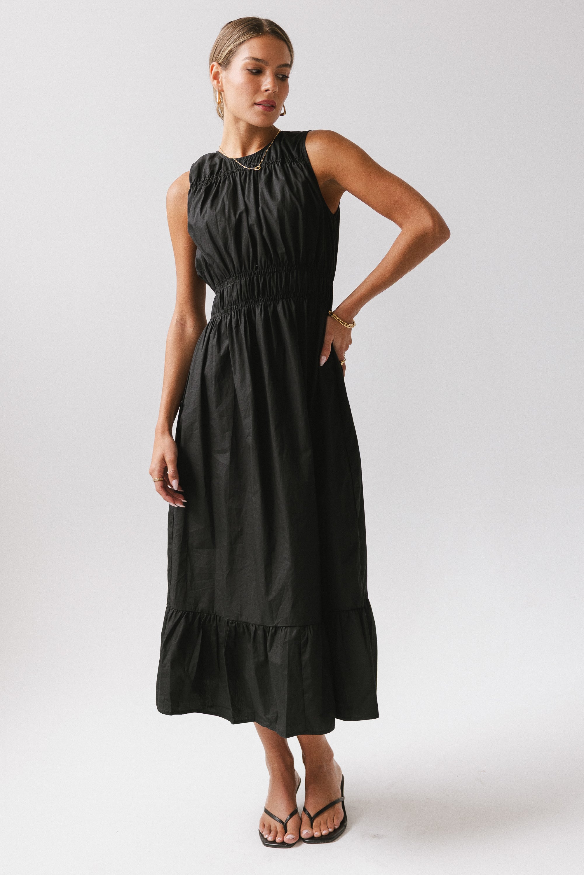 Carmina Tiered Dress in Black - FINAL SALE - Image 6