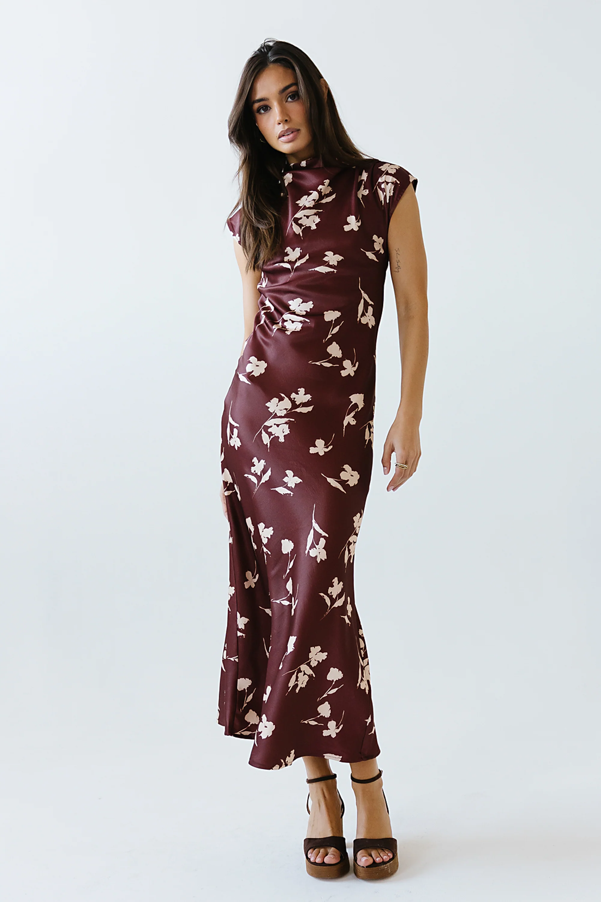 Carson Floral Maxi Dress in Red-Brown - FINAL SALE