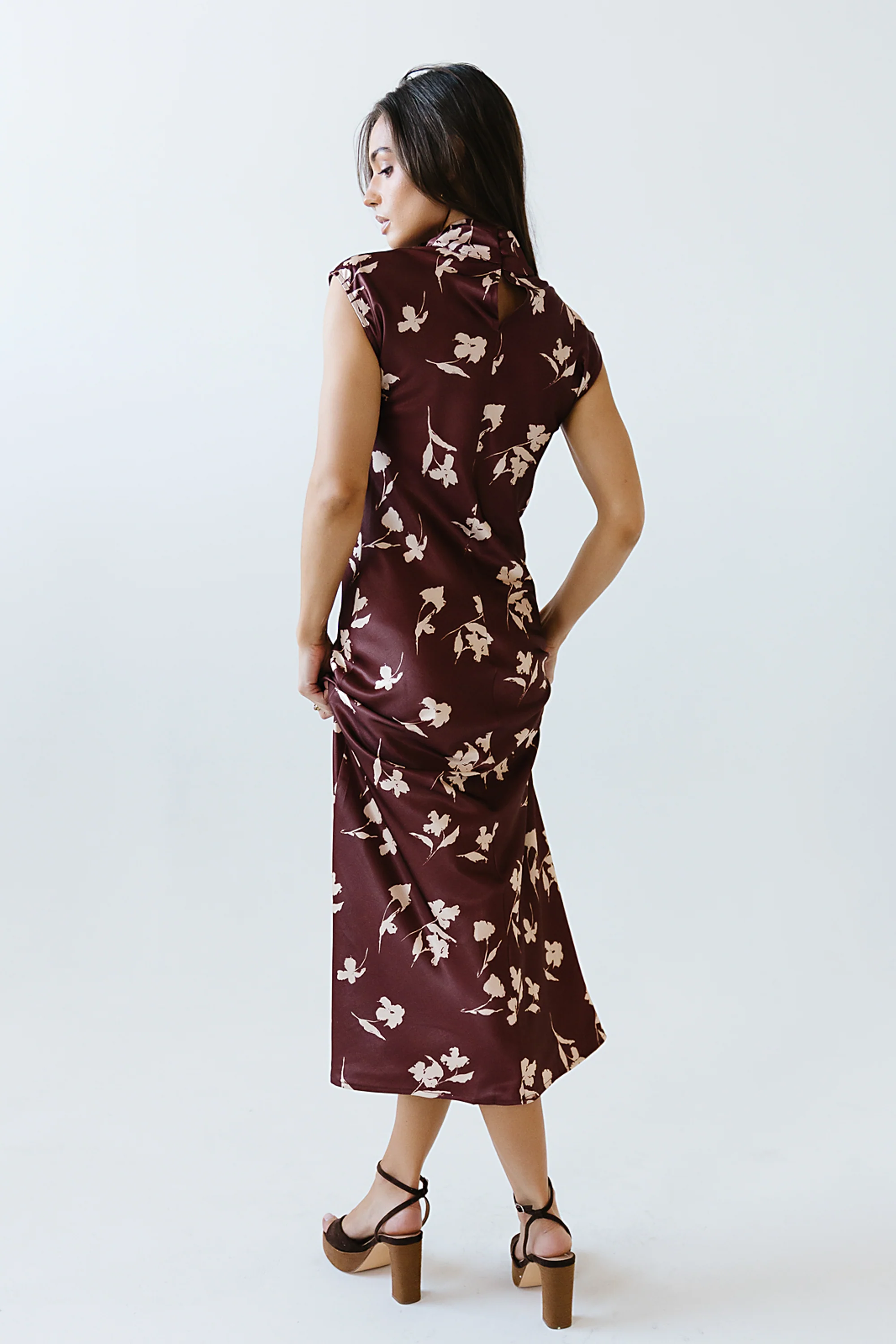 Carson Floral Maxi Dress in Red-Brown - FINAL SALE - Image 3